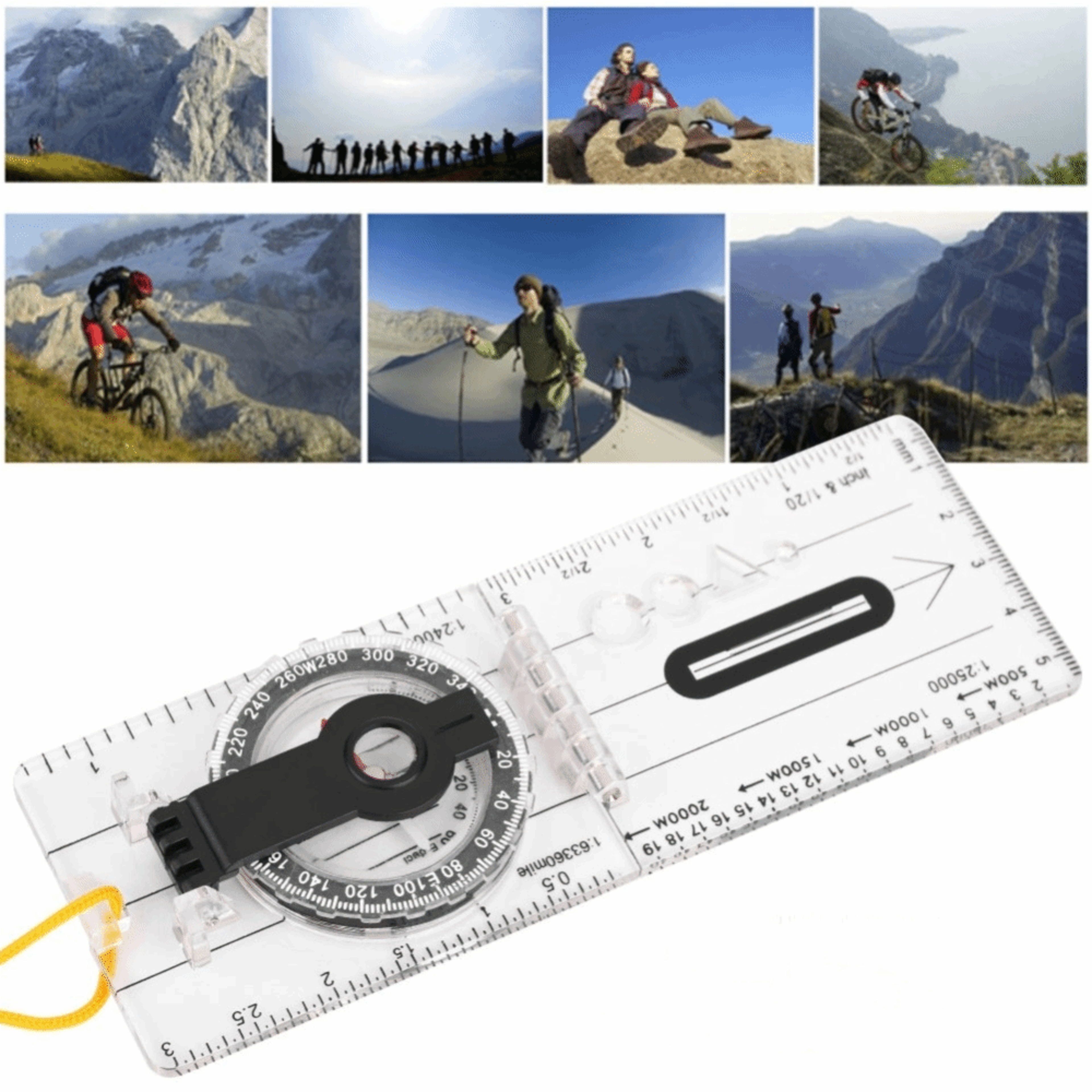 Lightweight Orienteering Compass with Ruler and Strap for Map Navigation and Hiking – view 1