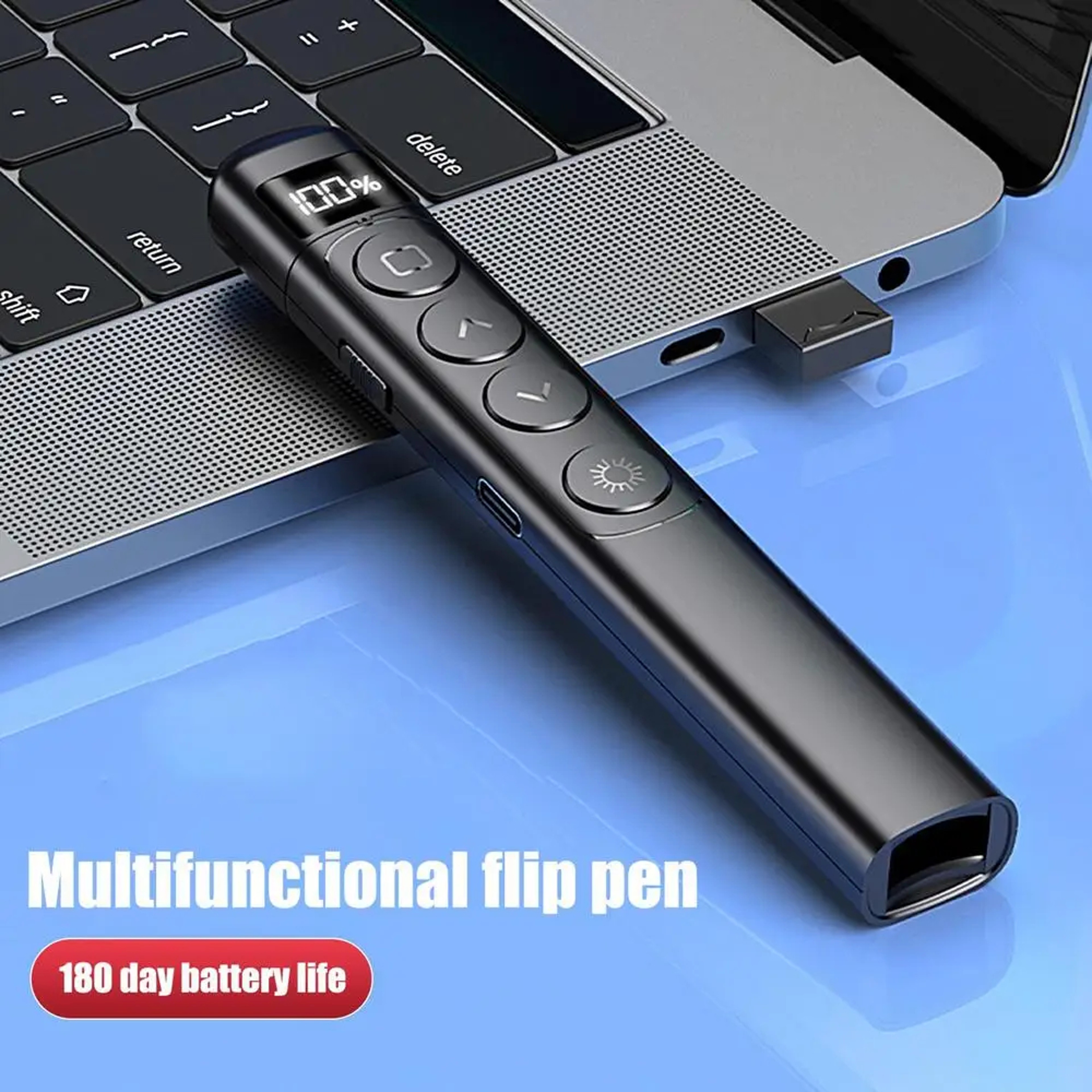 Wireless Presentation Clicker with Hyperlink Control and Red Laser Pointer for PowerPoint Slides – view 5