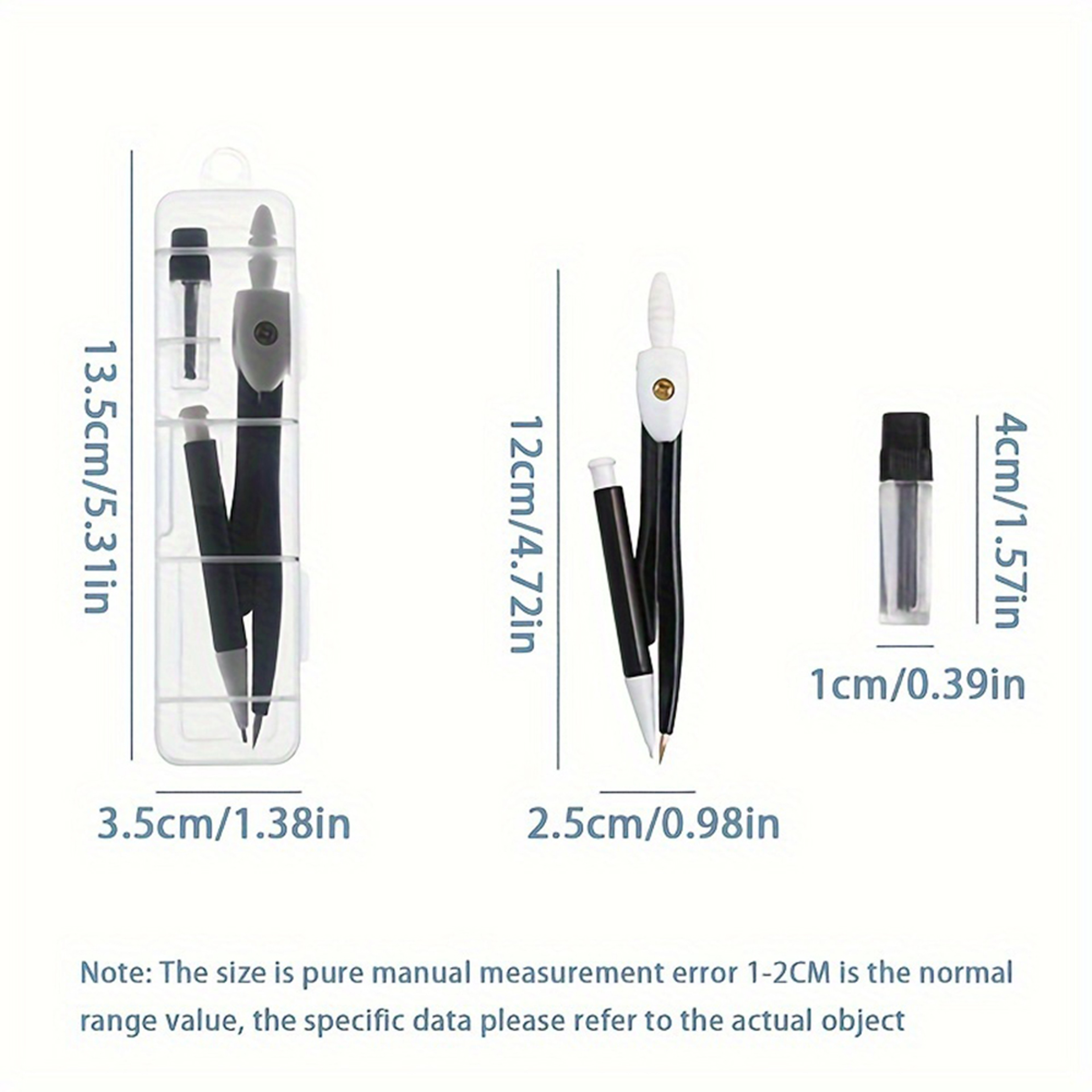 Minimalist Precision Drawing Compass Set for Students, Engineers and Geometry Drafting – view 2