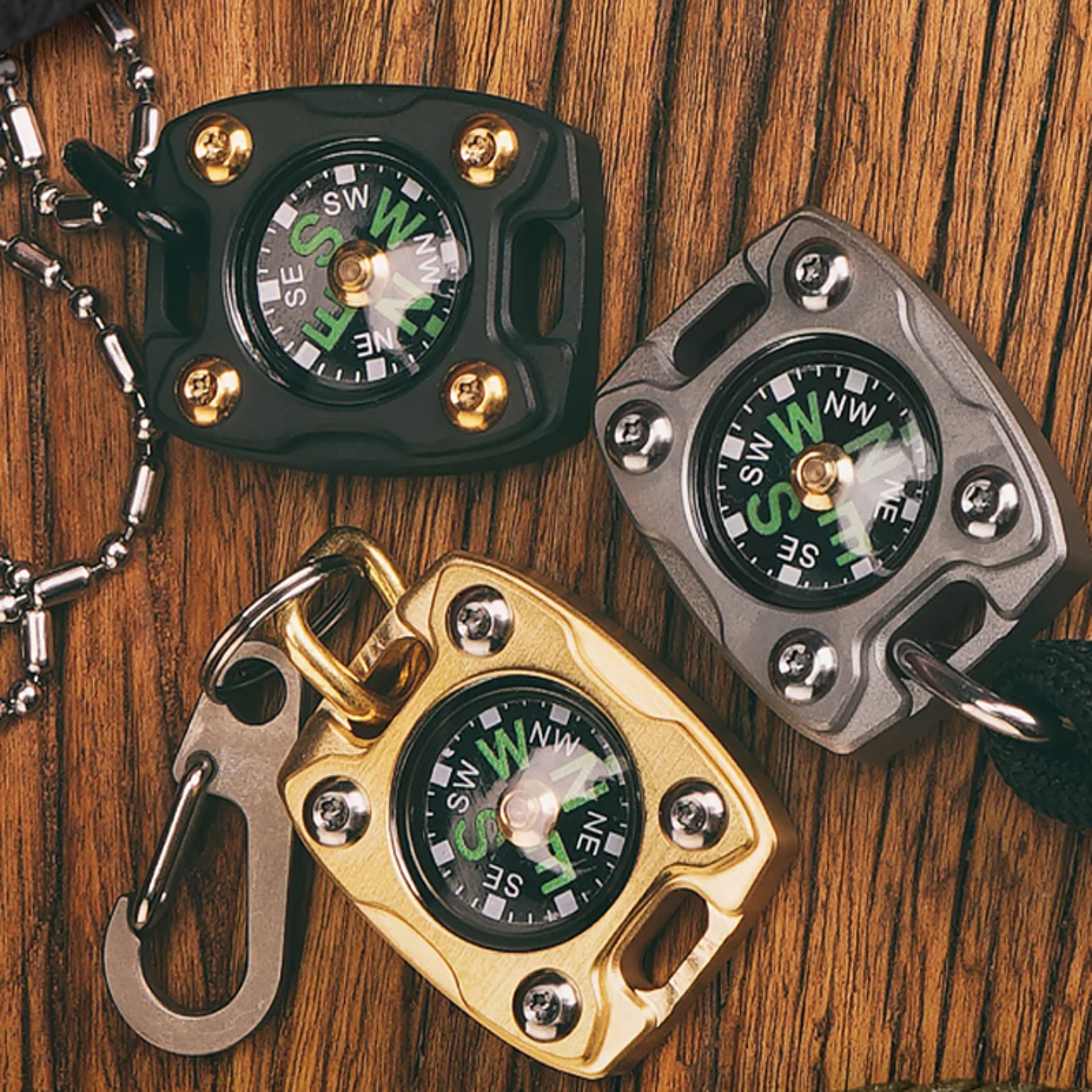 Titanium EDC Compass Pendant Glow Waterproof Mini Survival Compass Keychain – view 1