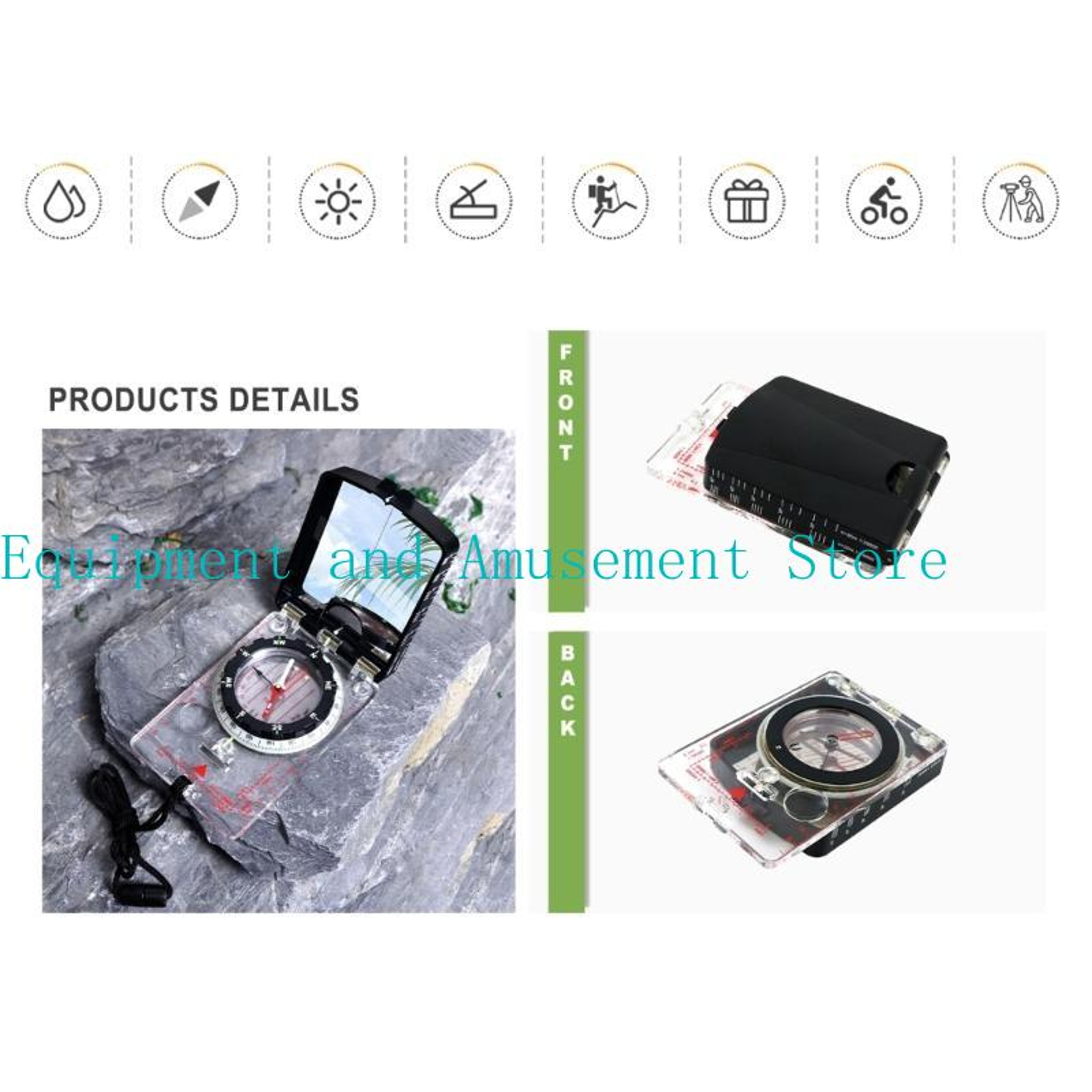 Professional Sighting Mirror Compass with Adjustable Declination for Hiking Navigation – view 4