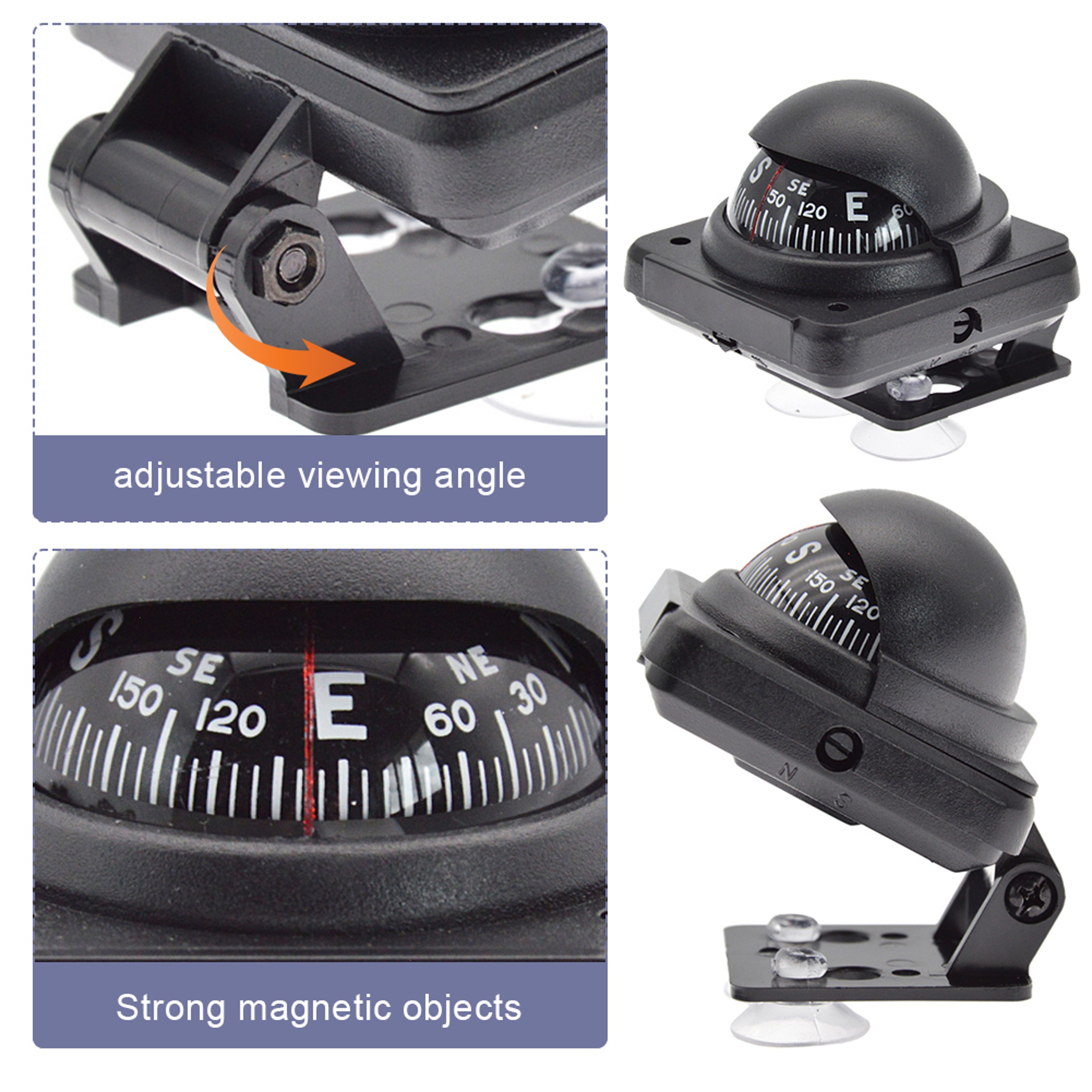 Magnetic Dashboard Compass Ball, Mini car dashboard compass for Boat, Truck and Outdoor Navigation – view 1