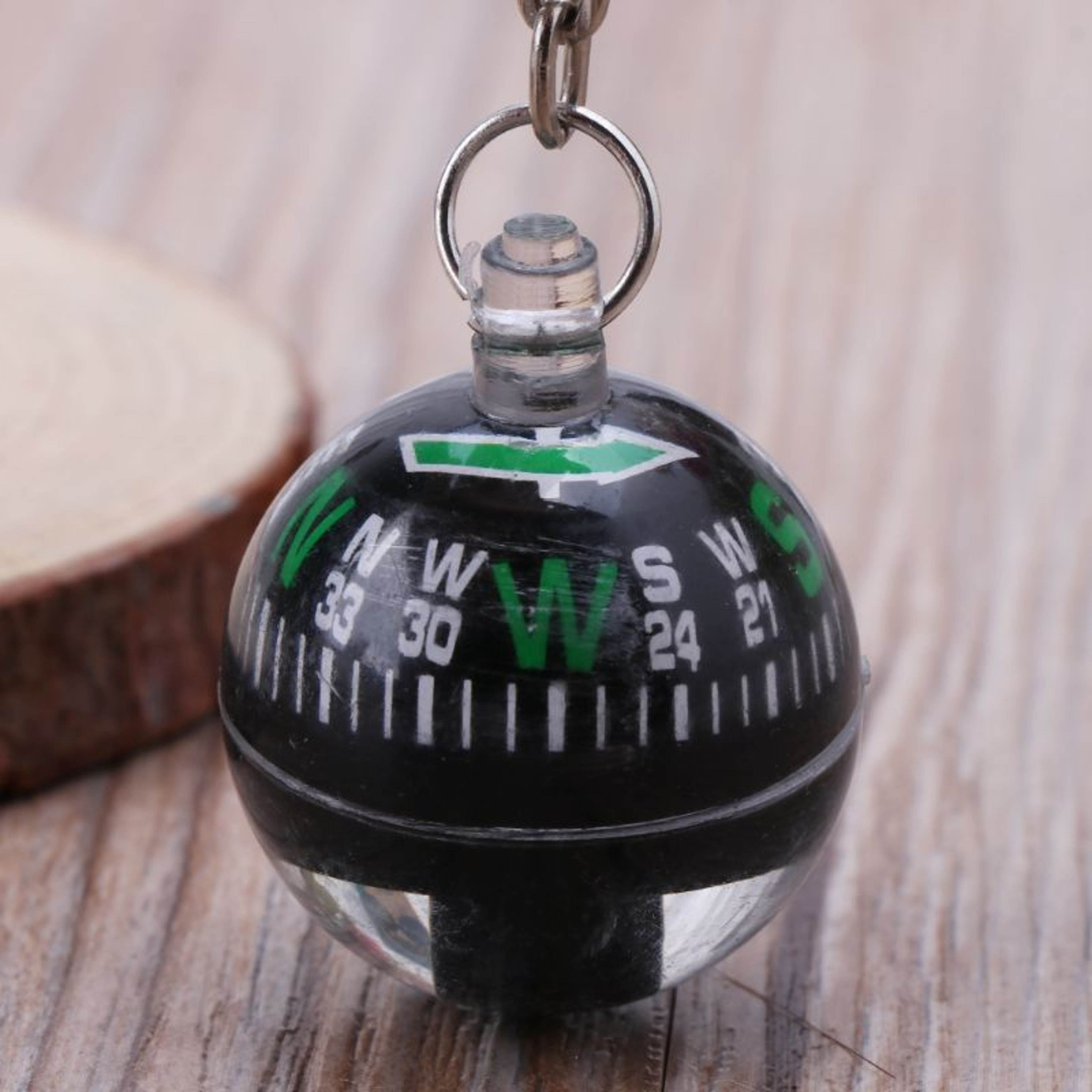 Mini Outdoor Compass Keychain with Liquid Filled Navigation Ball for Hiking and Survival – view 3