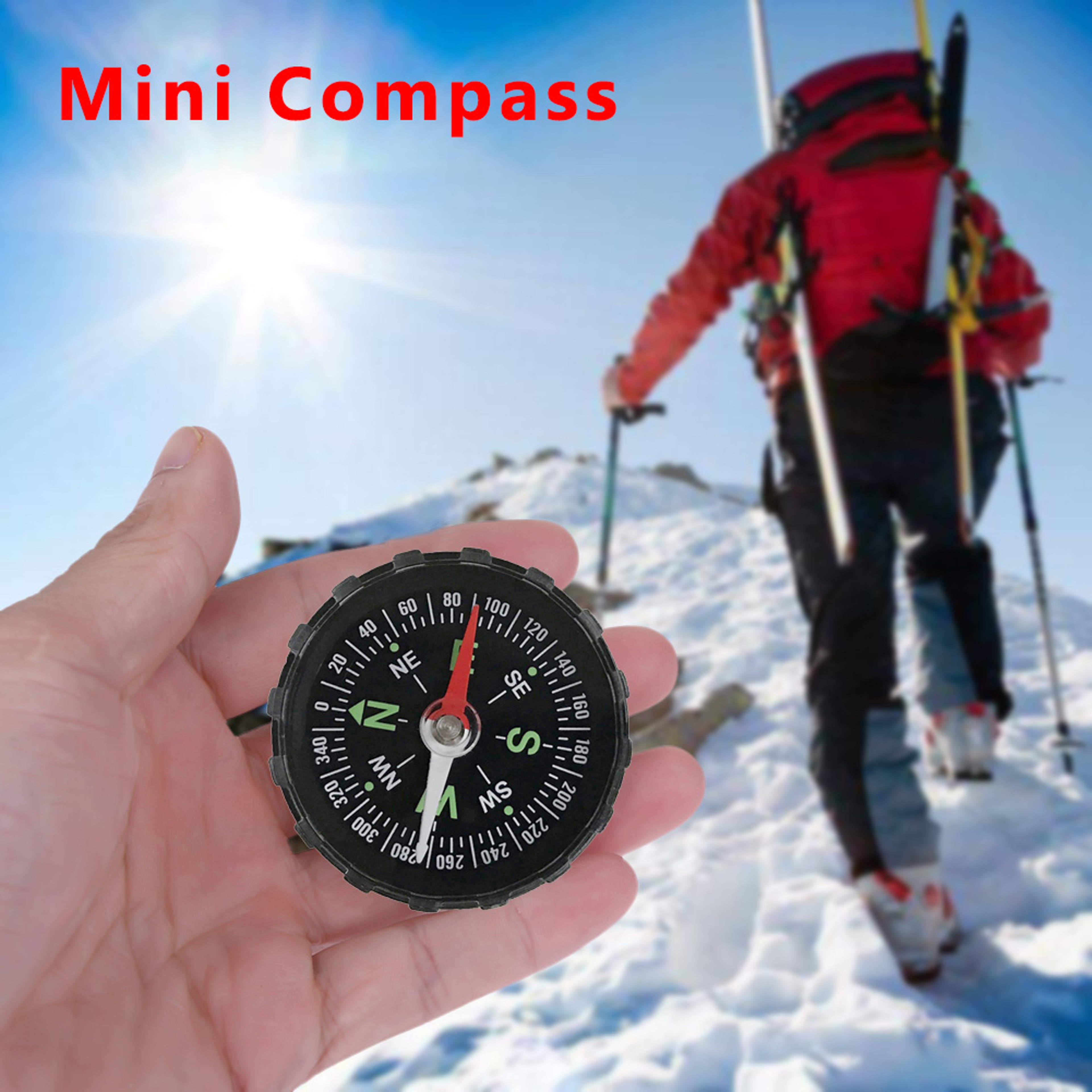 Portable Outdoor Compass Mini Pocket Navigation Tool For Hiking Camping Survival 2