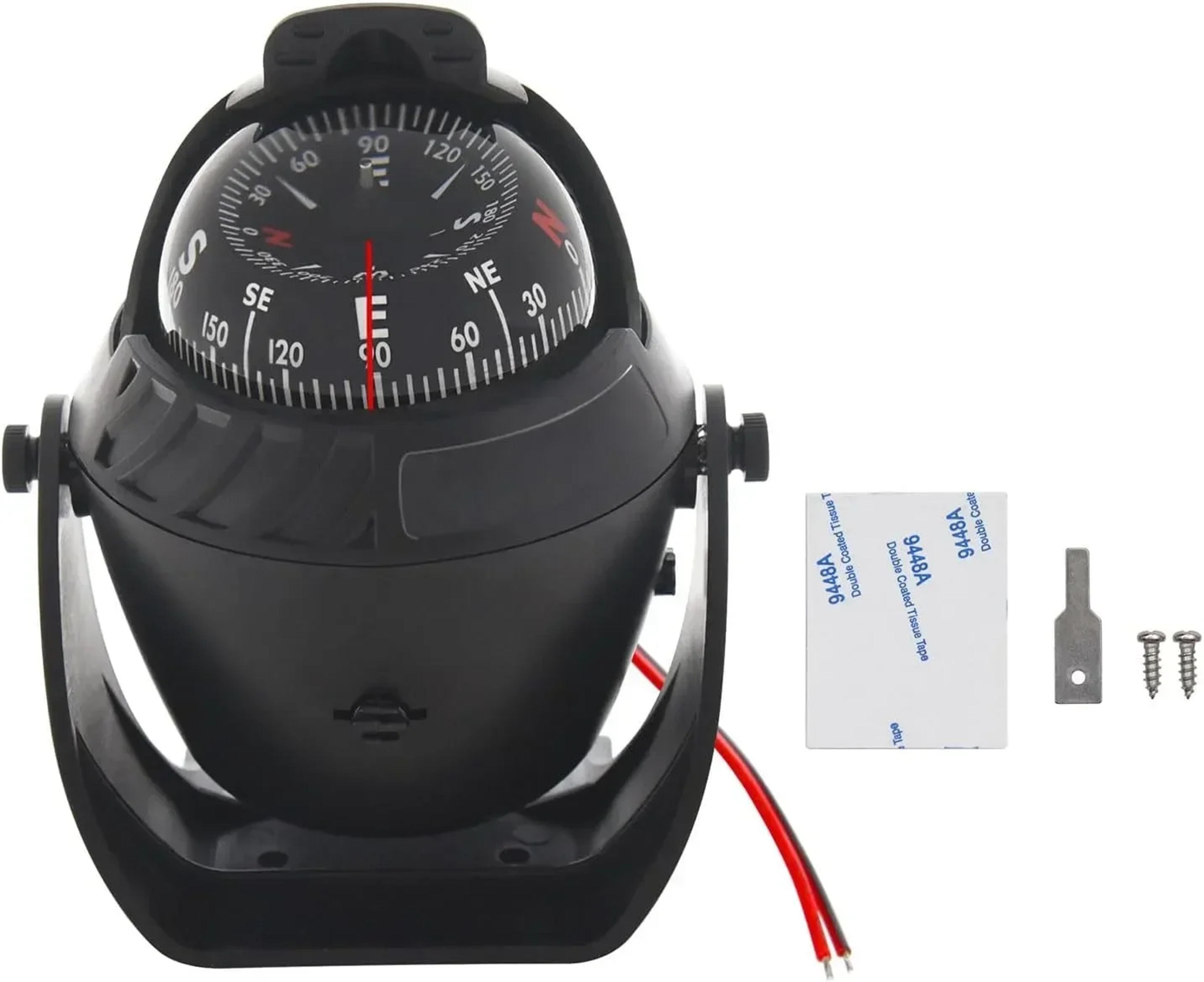 Portable Dashboard Navigation Compass Ball for Car Boat with LED Light and Magnetic Declination – view 7