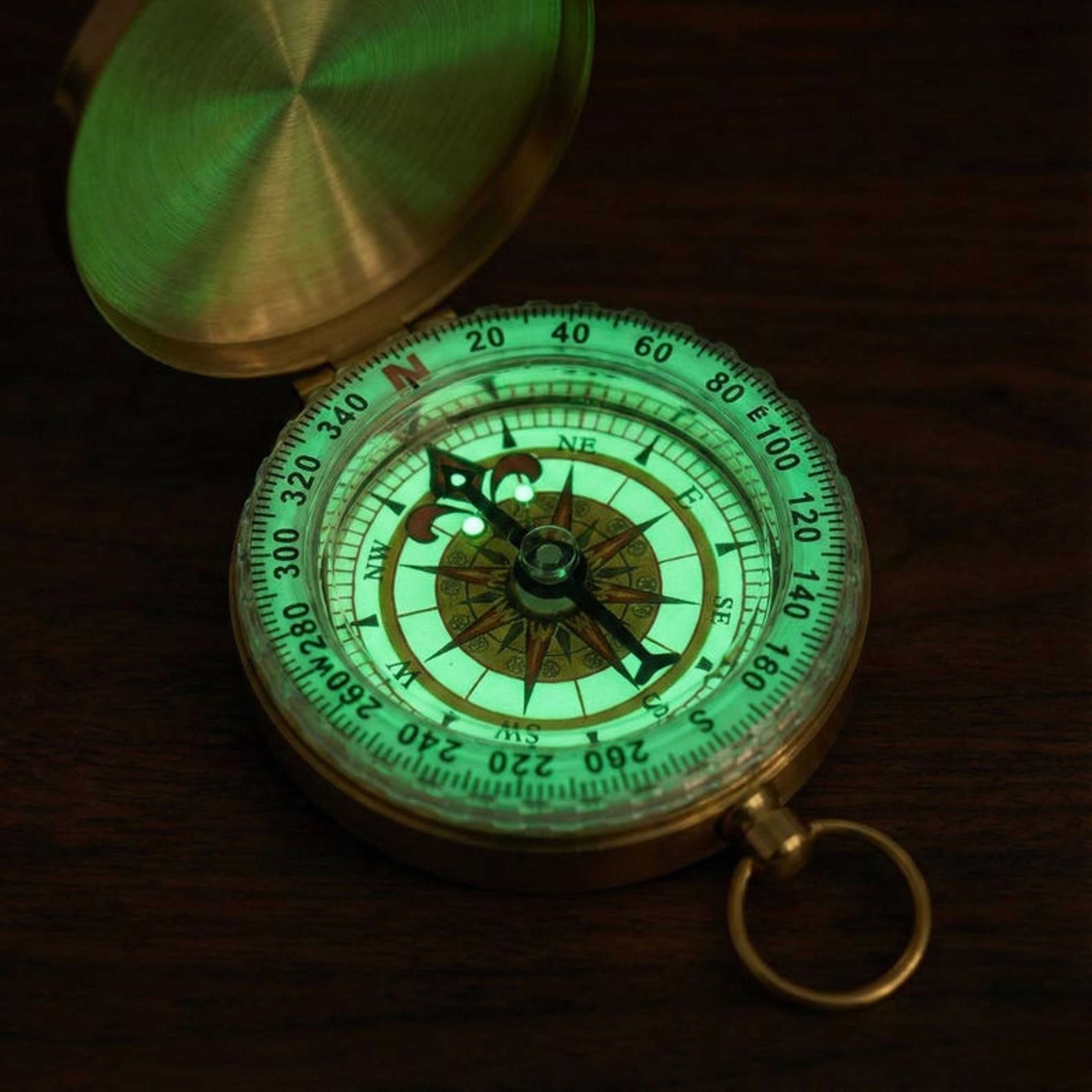 Vintage Brass Pocket Compass, Antique navigation compass for Hiking Camping Survival Gift – view 3