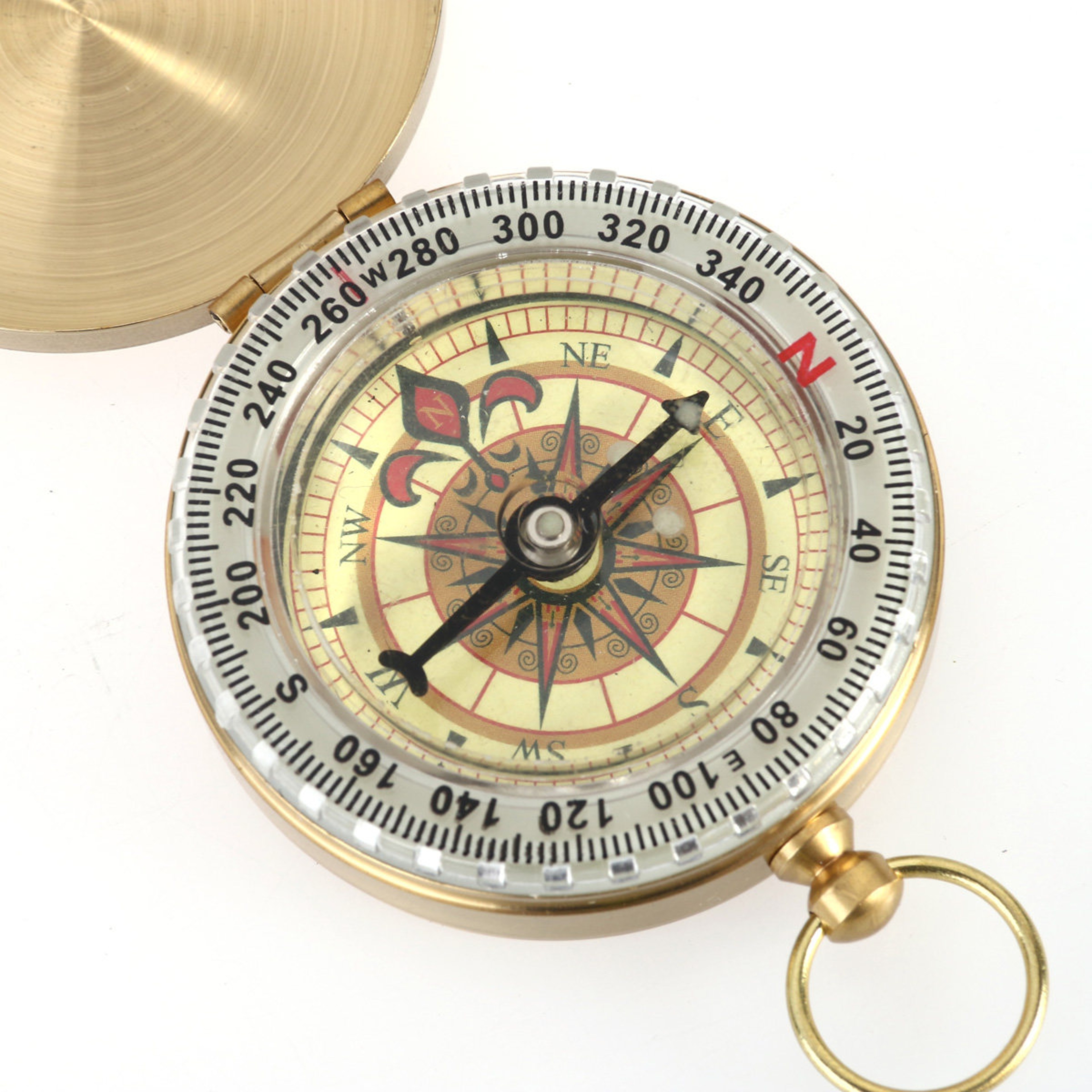 High Precision Brass Pocket Compass, Portable Outdoor Navigation Tool for Hiking and Camping – view 1