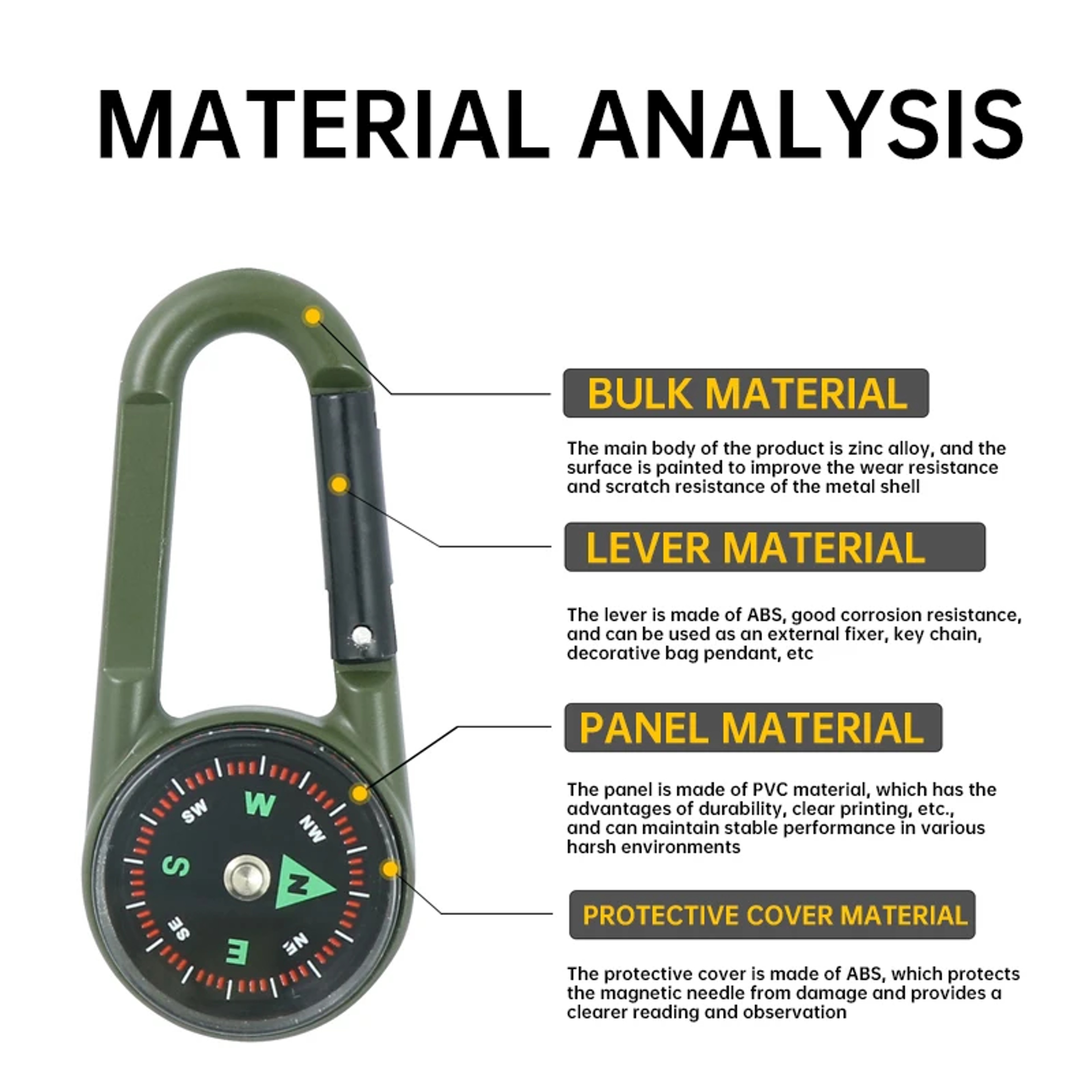 Mini Survival Compass Thermometer Keychain for Hiking and Camping Gear – view 3