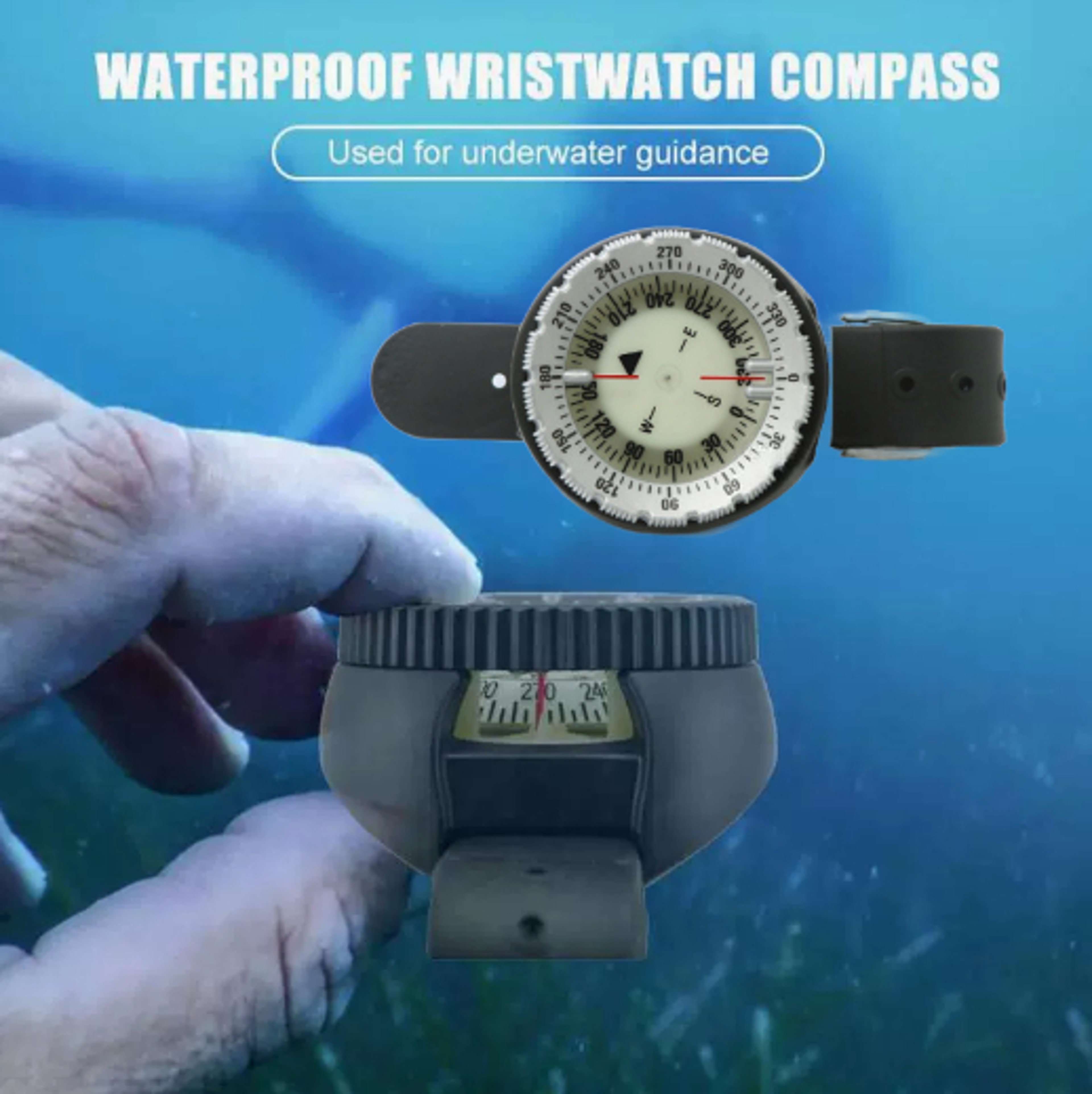 Professional Diving Compass Waterproof Luminous Scuba Navigation Wrist Compass – view 1