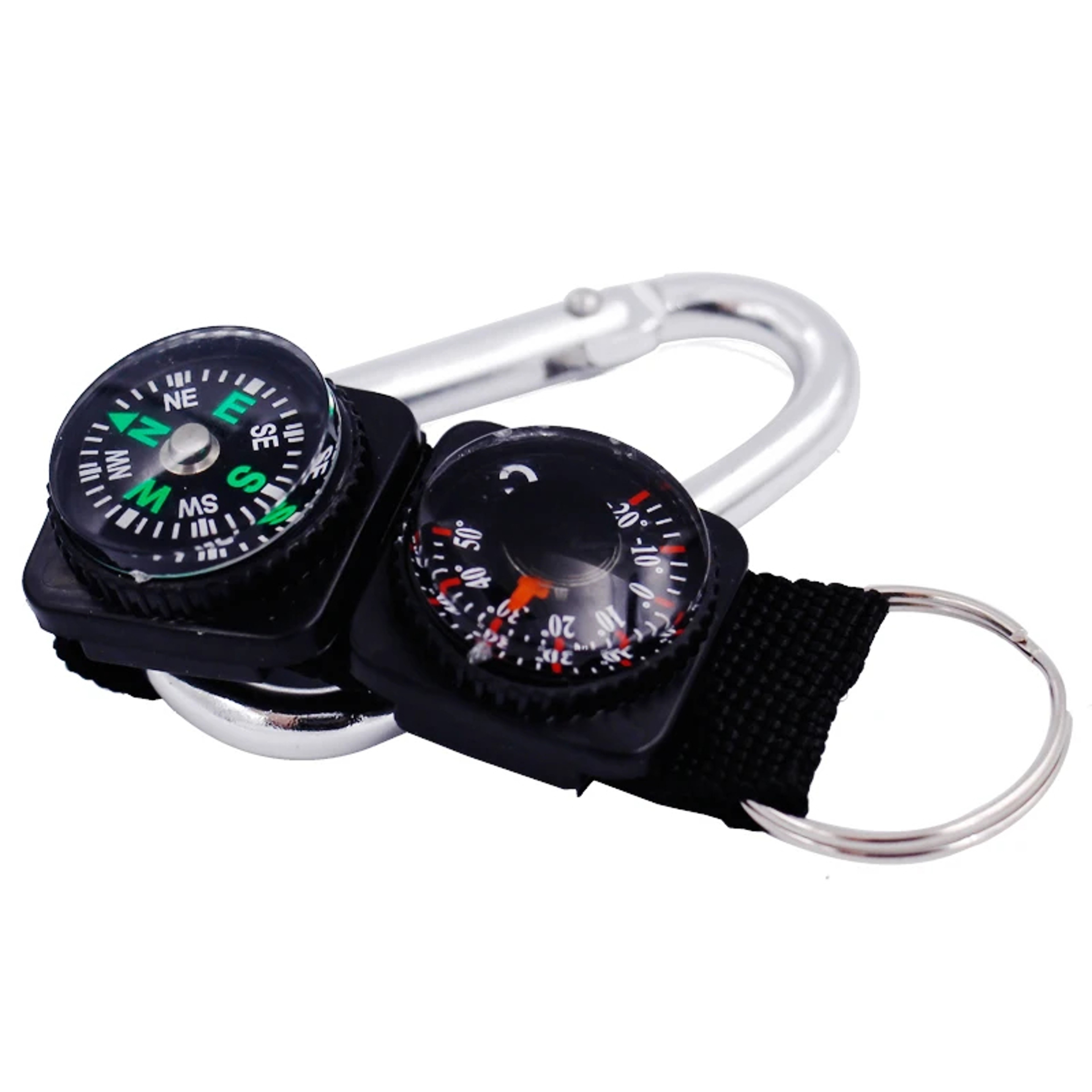 Multi Function Outdoor Survival Carabiner with Compass and Thermometer Clip – view 3