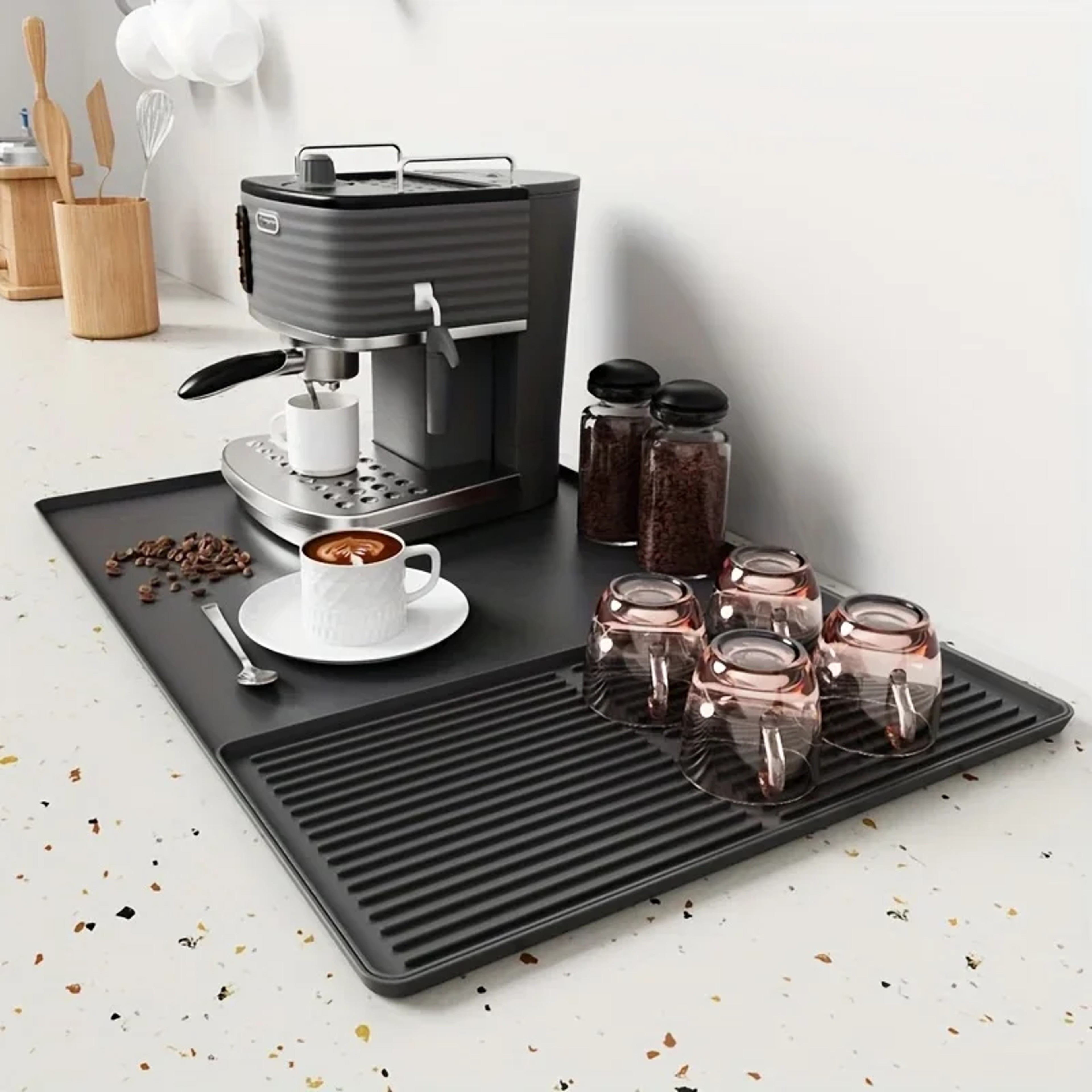 Silicone Coffee Mat Non Slip Espresso Machine Mat Heat Resistant Coffee Bar Protector – view 6