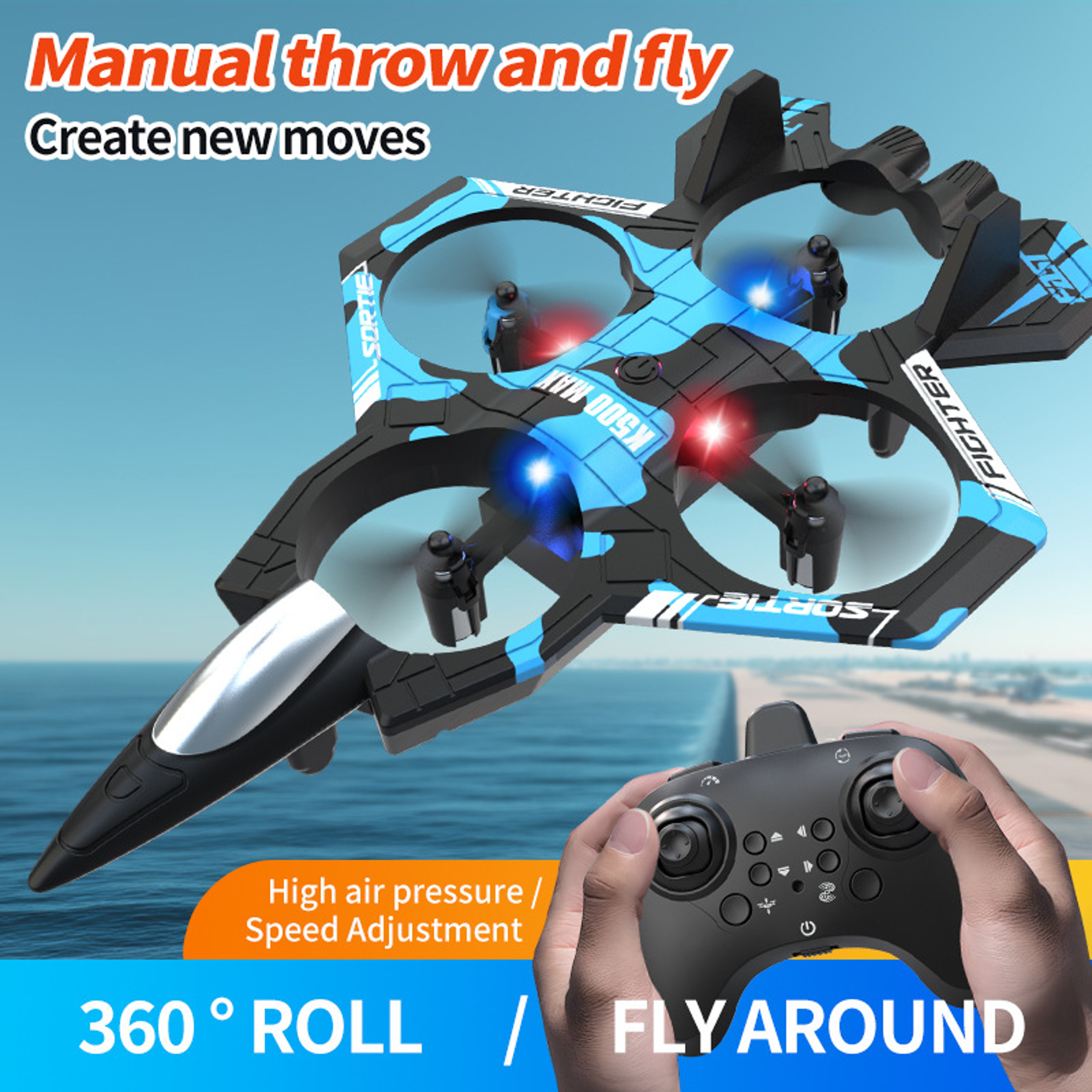 RC Stunt Drone with LED Lights and Altitude Hold Mini Quadcopter for Kids and Beginners – view 5