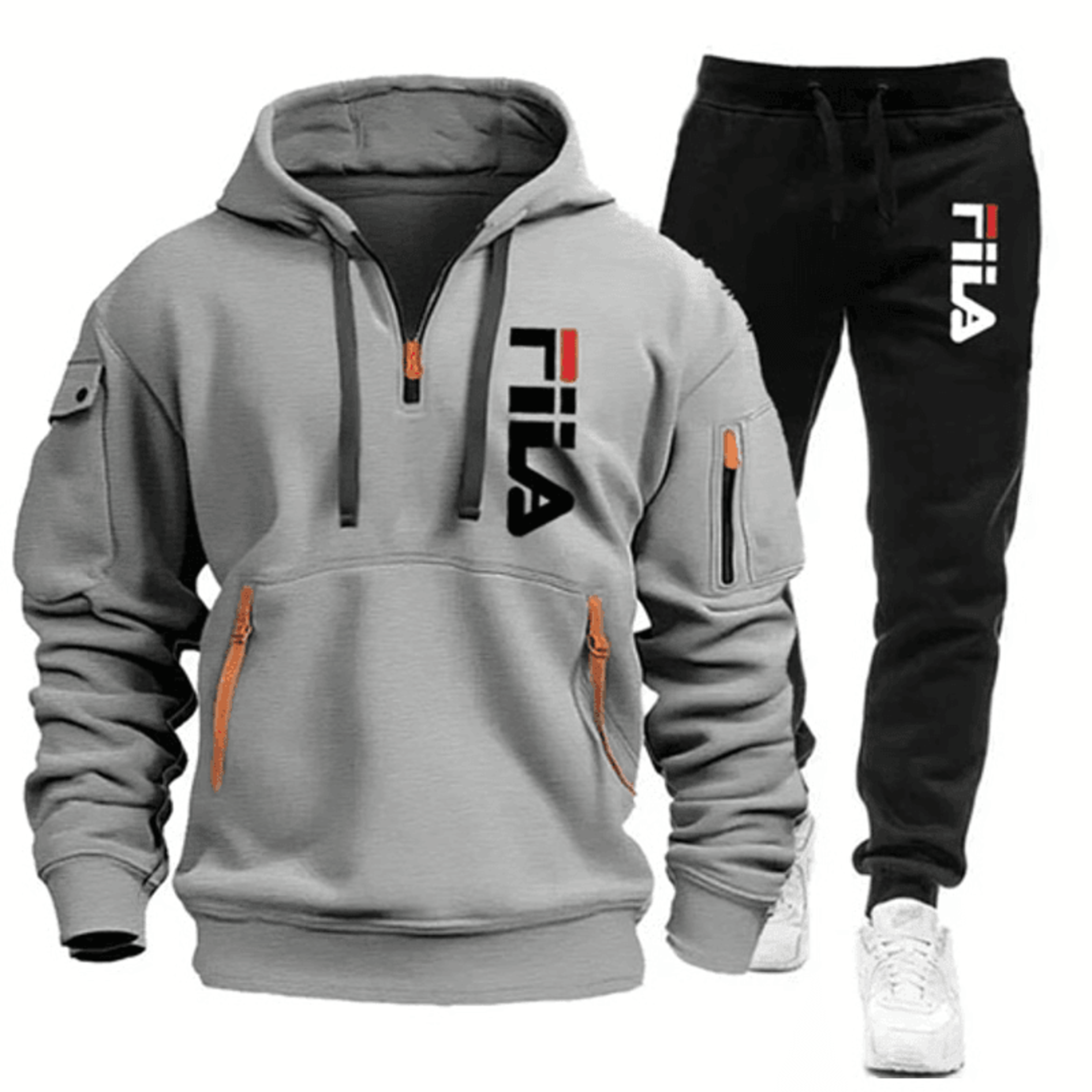 Men Running And Training Hoodie Sweatpants Outfit Set 1