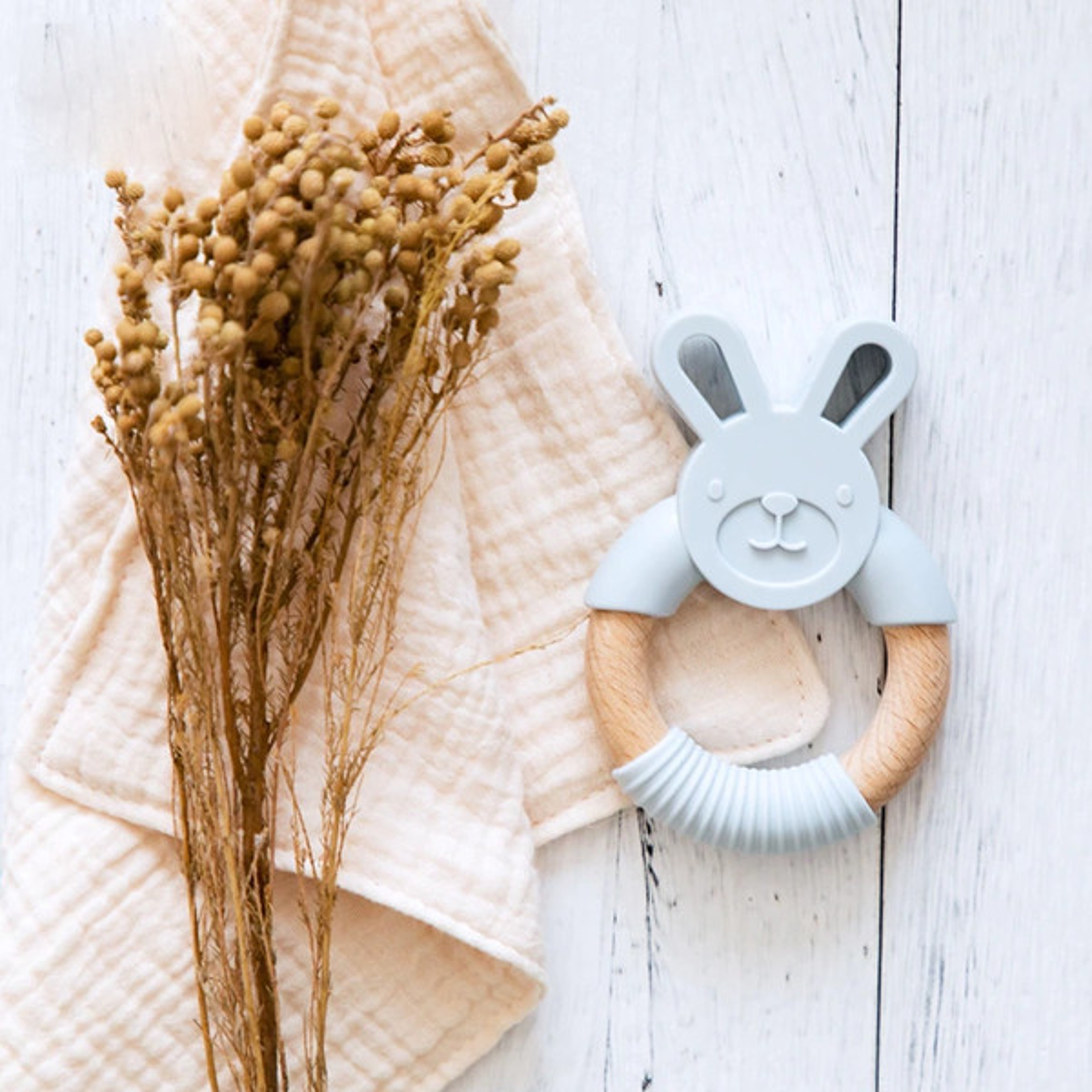 Food Grade Bunny Teether Ring Green
