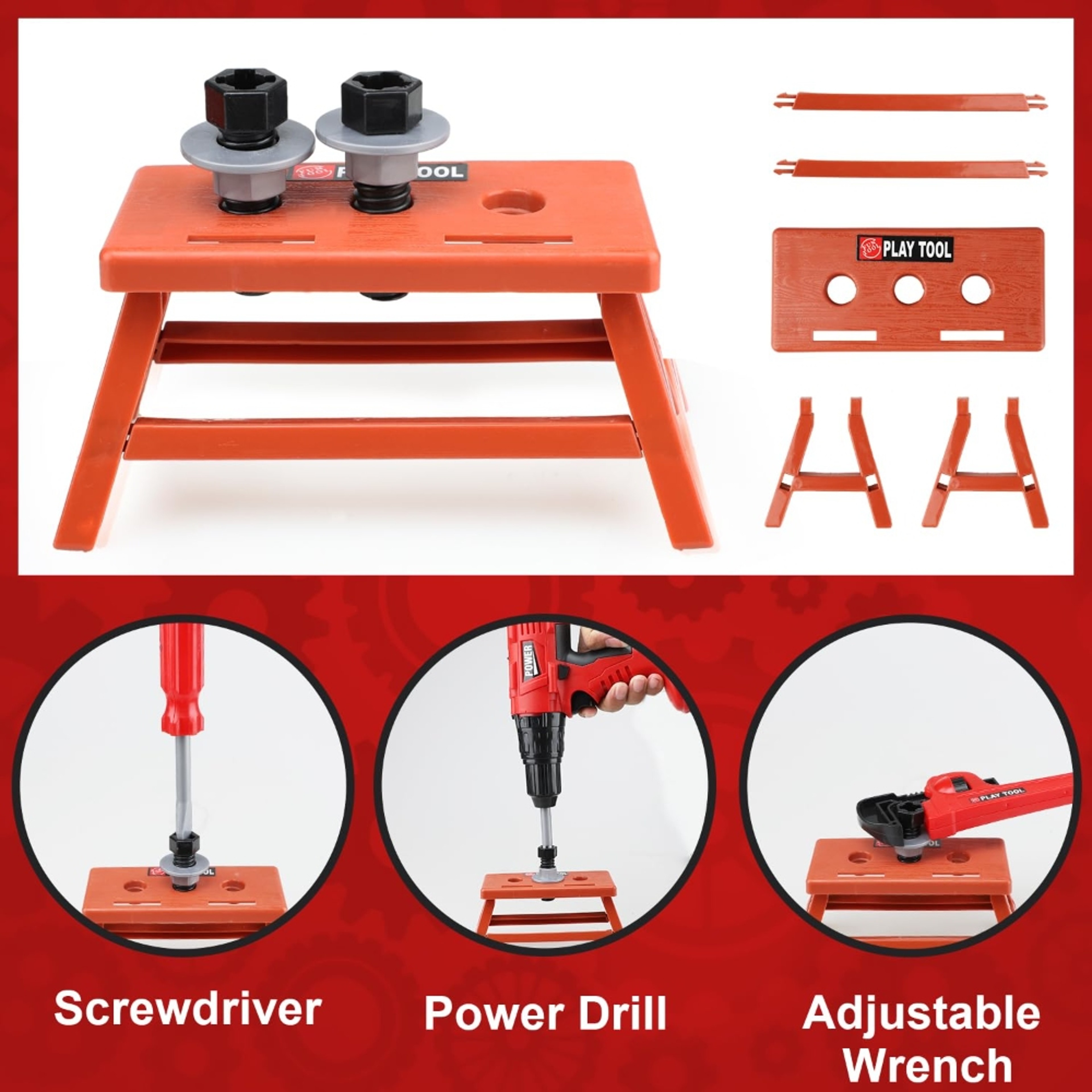 Childrens Tool Set With Electric Toy Drill Kids Power Tool Kit For Toddler Boys  Girls 3