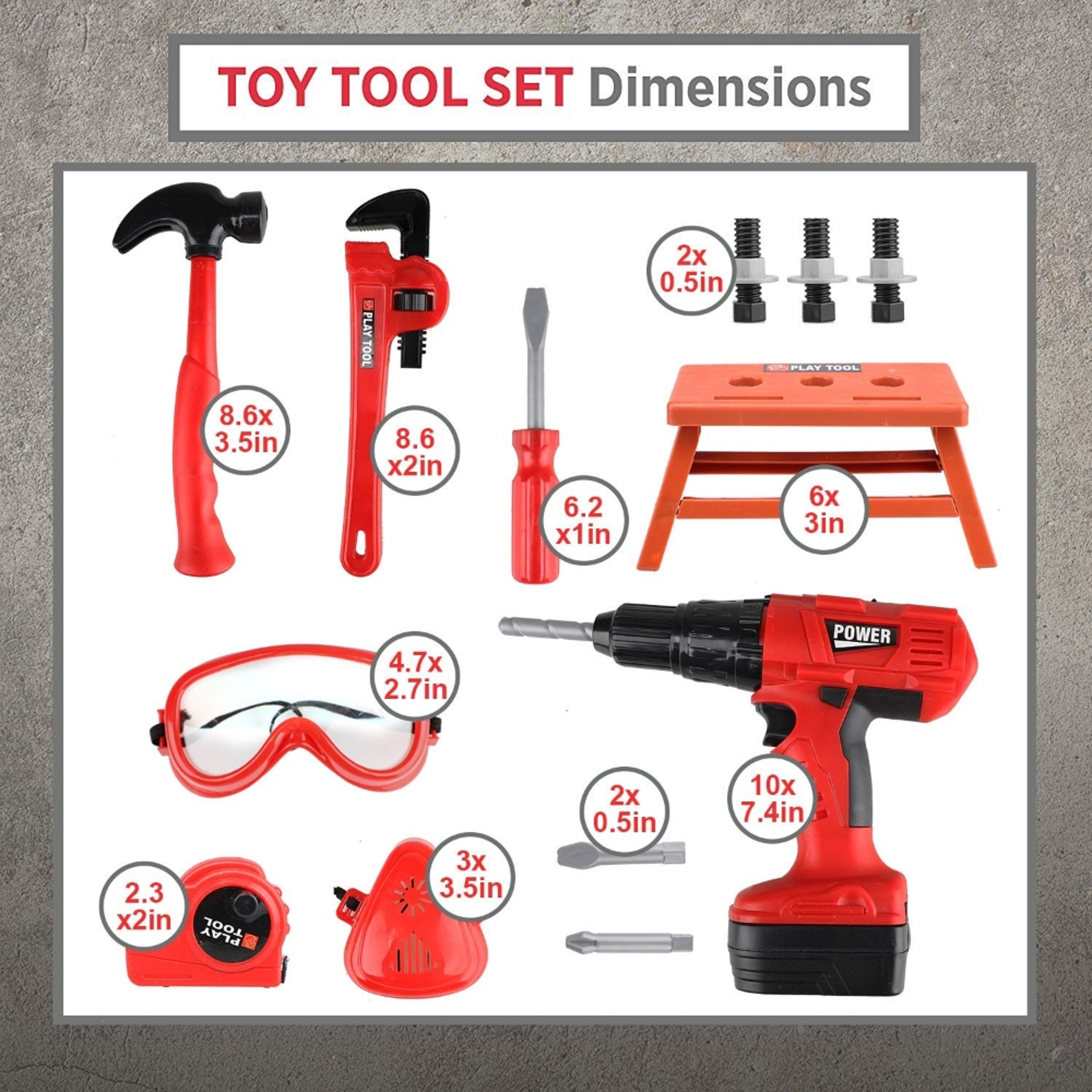 Childrens Tool Set With Electric Toy Drill Kids Power Tool Kit For Toddler Boys  Girls 4