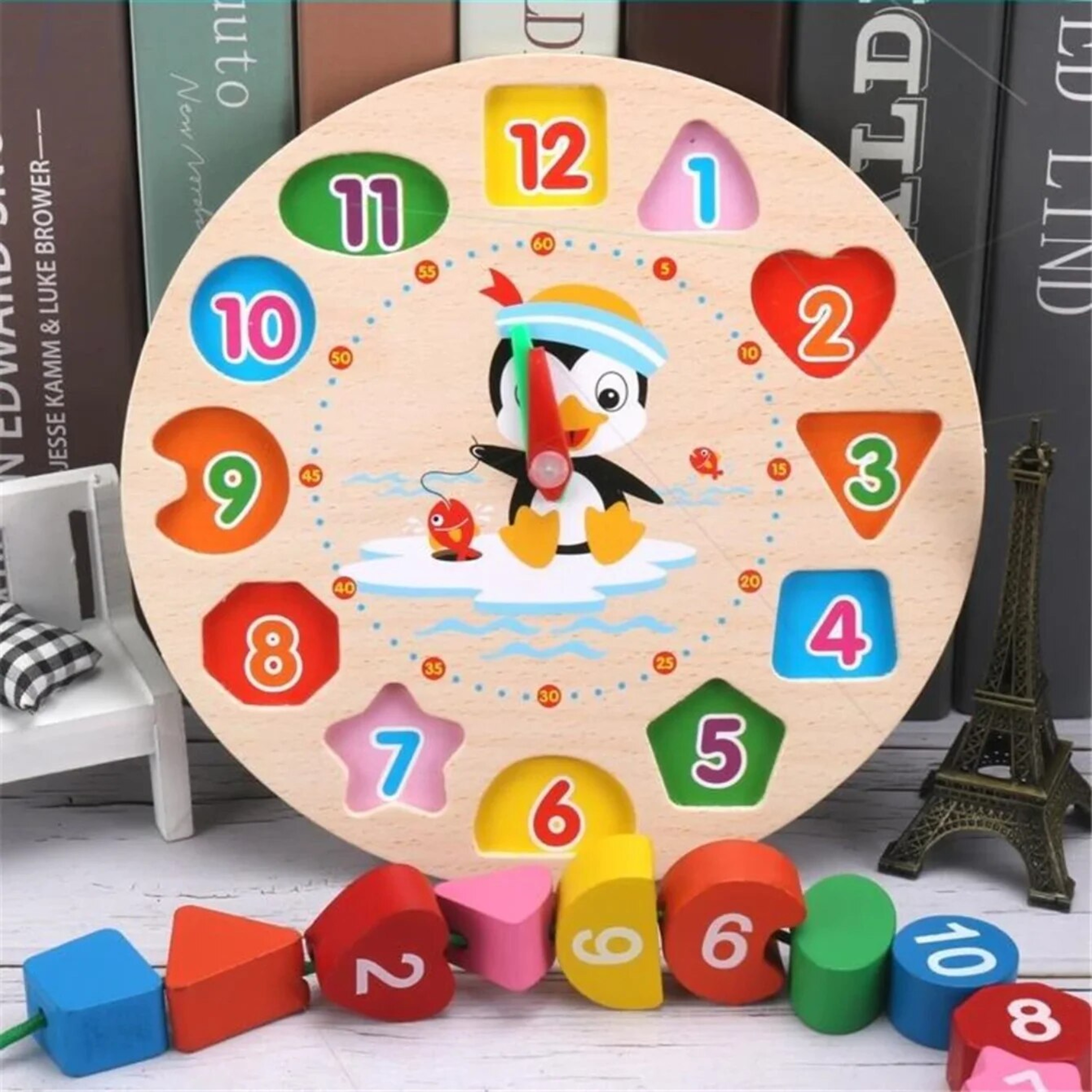 Children Educational Clock Puzzle Cartoon Animal Tangram Toy for Early Learning  Cognitive Developm
