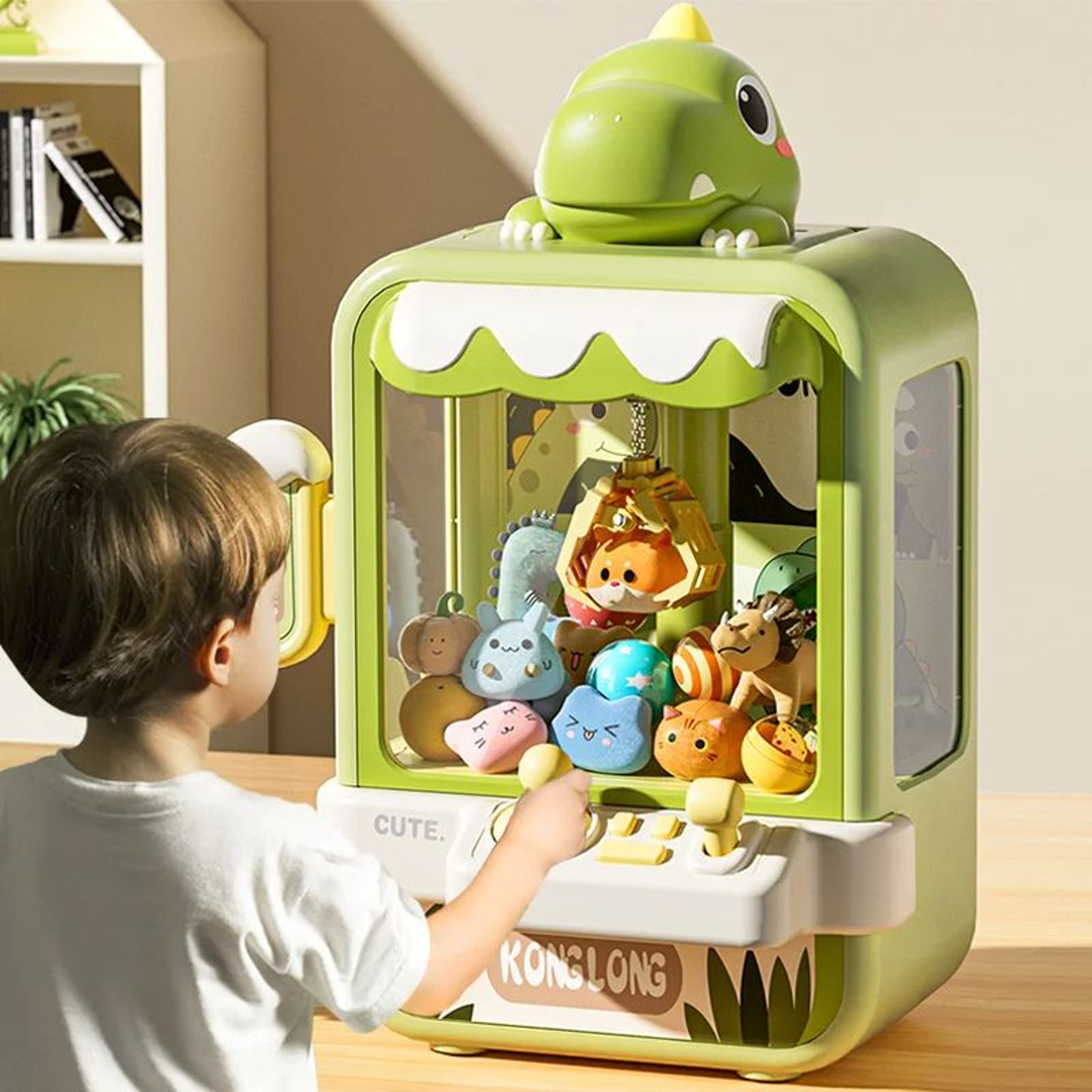 Dinosaur Claw Machine Toy Mini Arcade Game For Kids Electronic Prize Catcher With Music Adjustable  0
