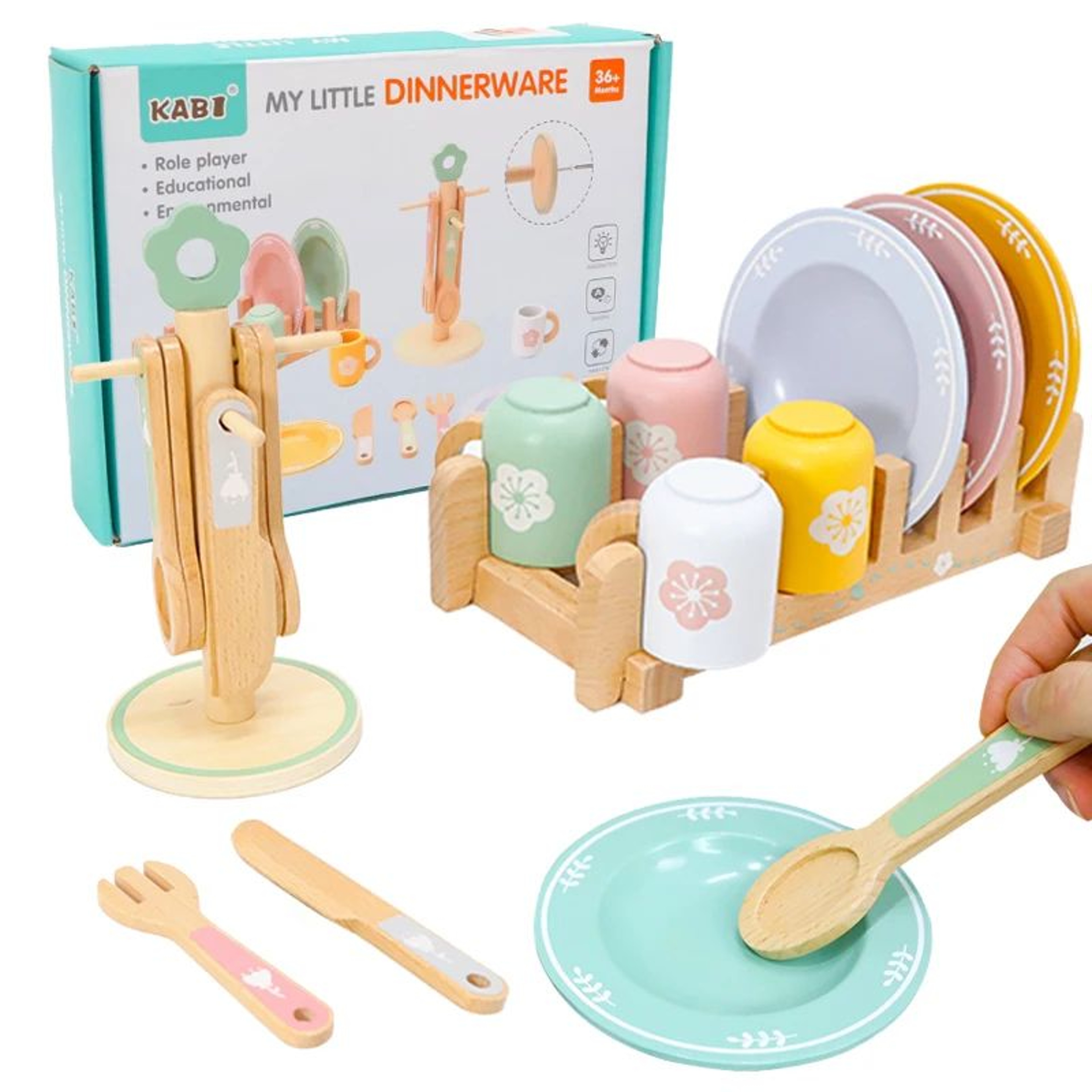 Wooden Kitchen Pretend Play Set For Toddlers Montessori Simulation Plates  Dishes Toy For Ages 8
