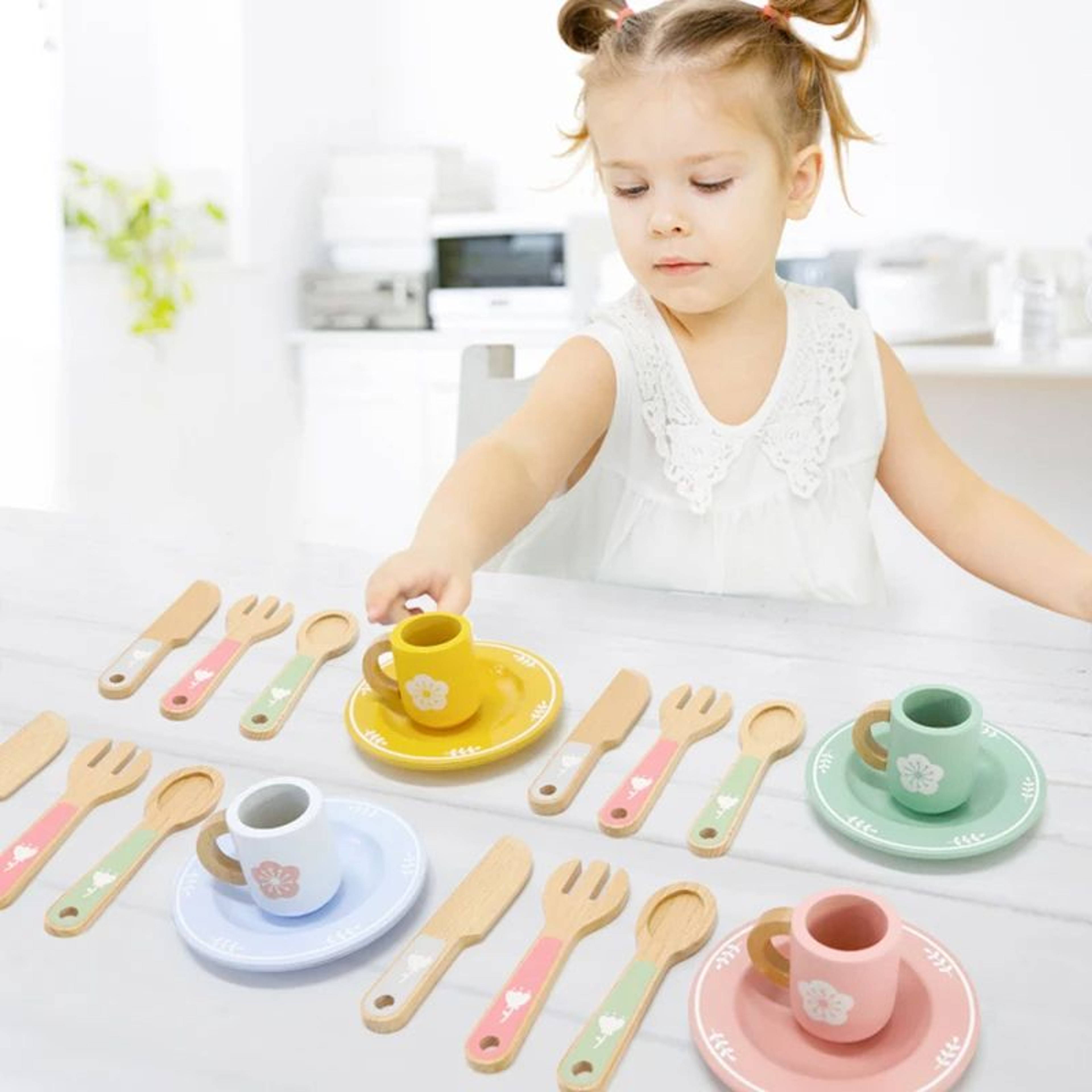 Wooden Kitchen Pretend Play Set For Toddlers Montessori Simulation Plates  Dishes Toy For Ages 3