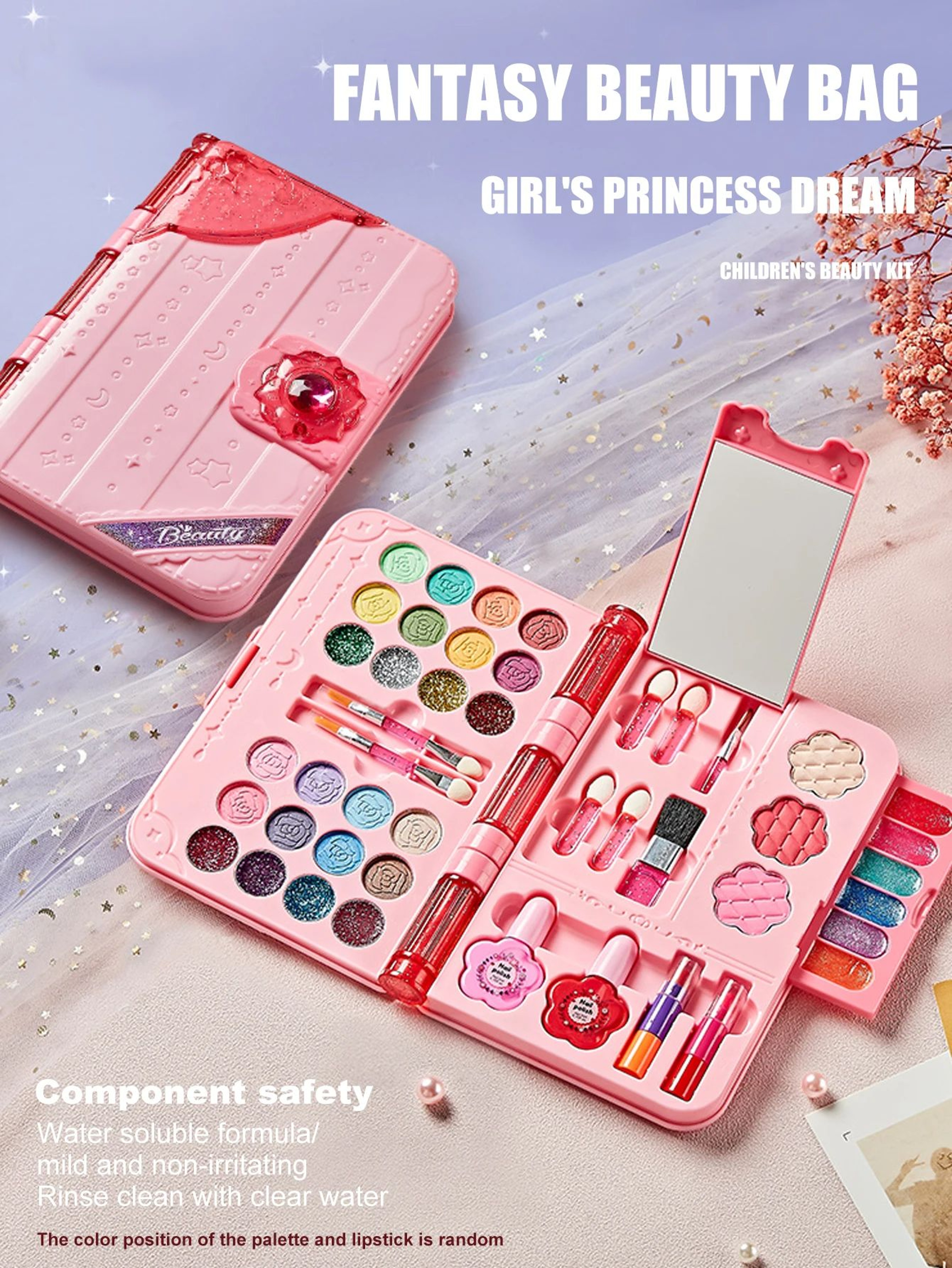 Kids Makeup Kit For Girls Washable Play Makeup Toys Set With Mirror 1