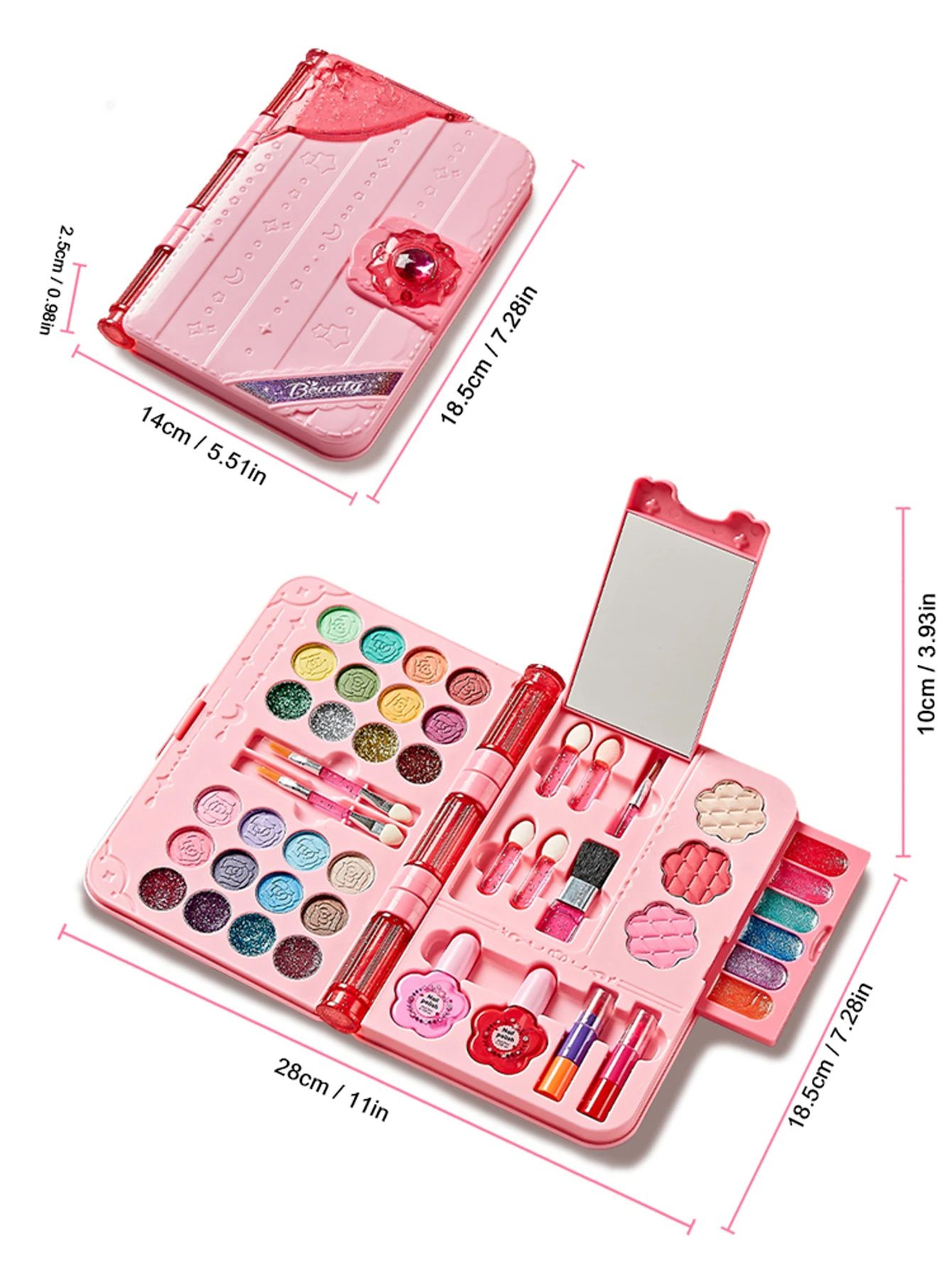 Kids Makeup Kit For Girls Washable Play Makeup Toys Set With Mirror 2