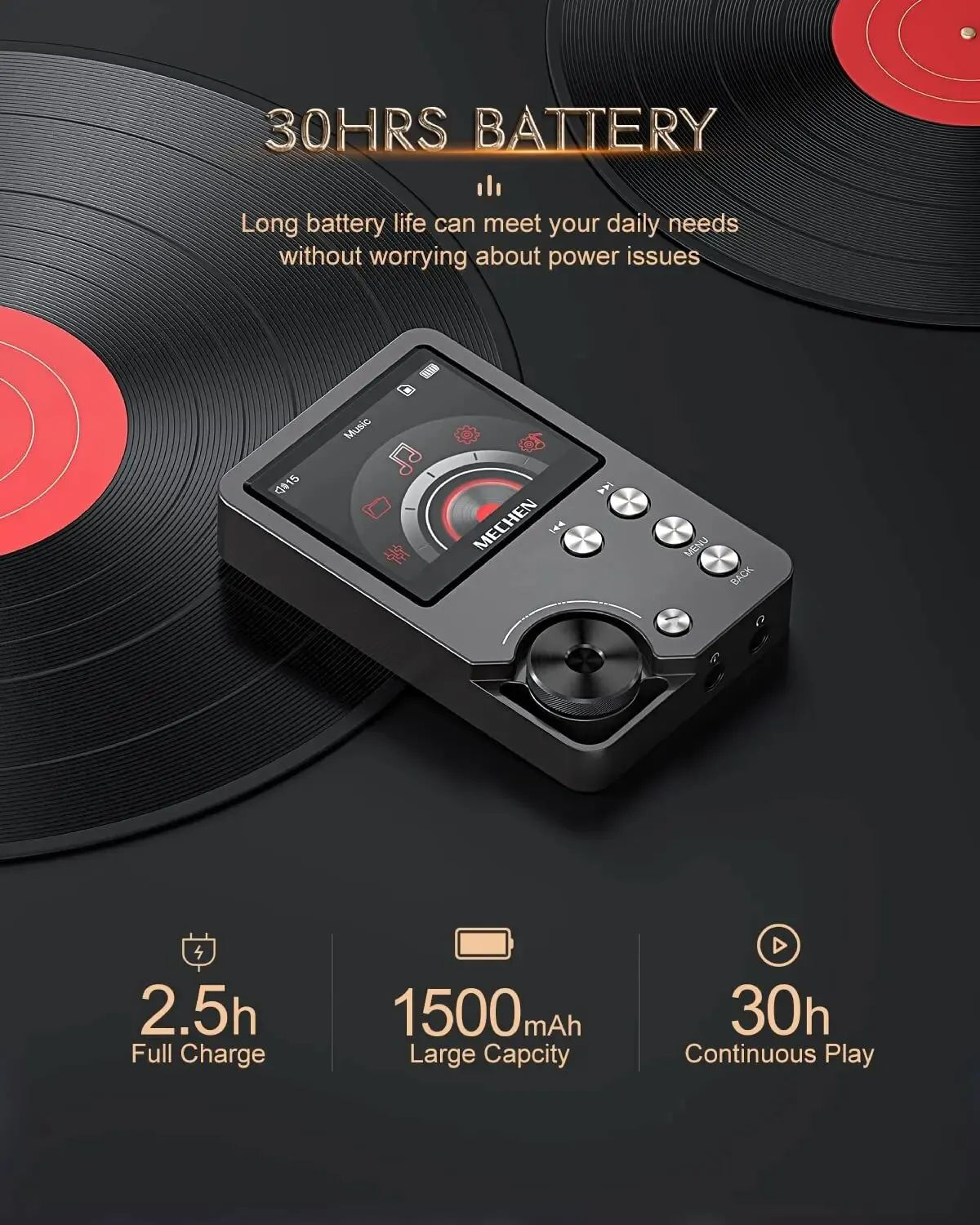 MECHENM30 High Quality Lossless MP3 Player HiFi Audio With 64GB Memory Card Support 0