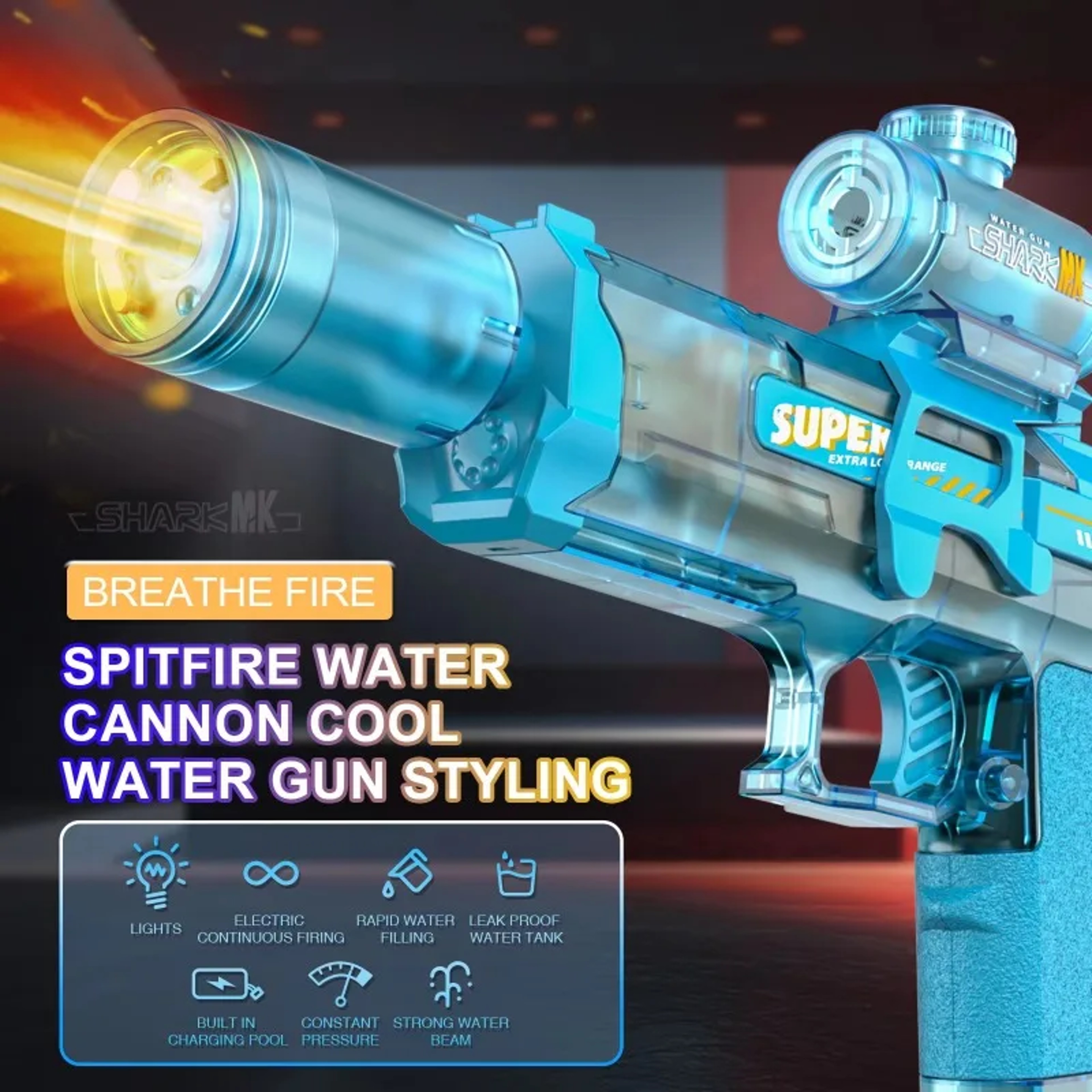 LED Light Emitting Electric Water Gun for Kids, Automatic Sensor Lights Water Pistol Summer Outdoor Beach Pool Toy – view 3