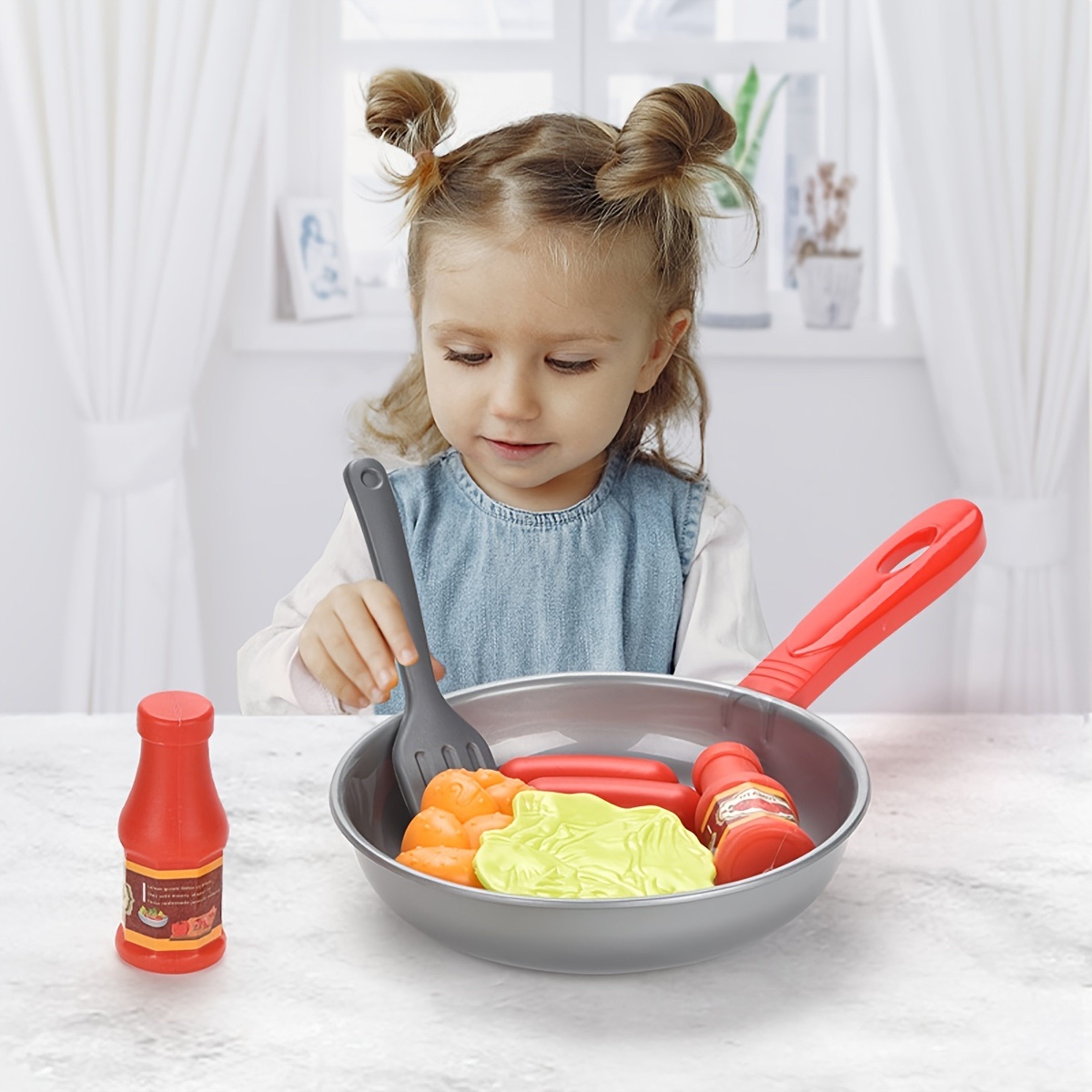 Children Kitchen Food Toys Simulation Cookware Game Set Pretend Play Pot Steak Vegetable Bread Hot  1
