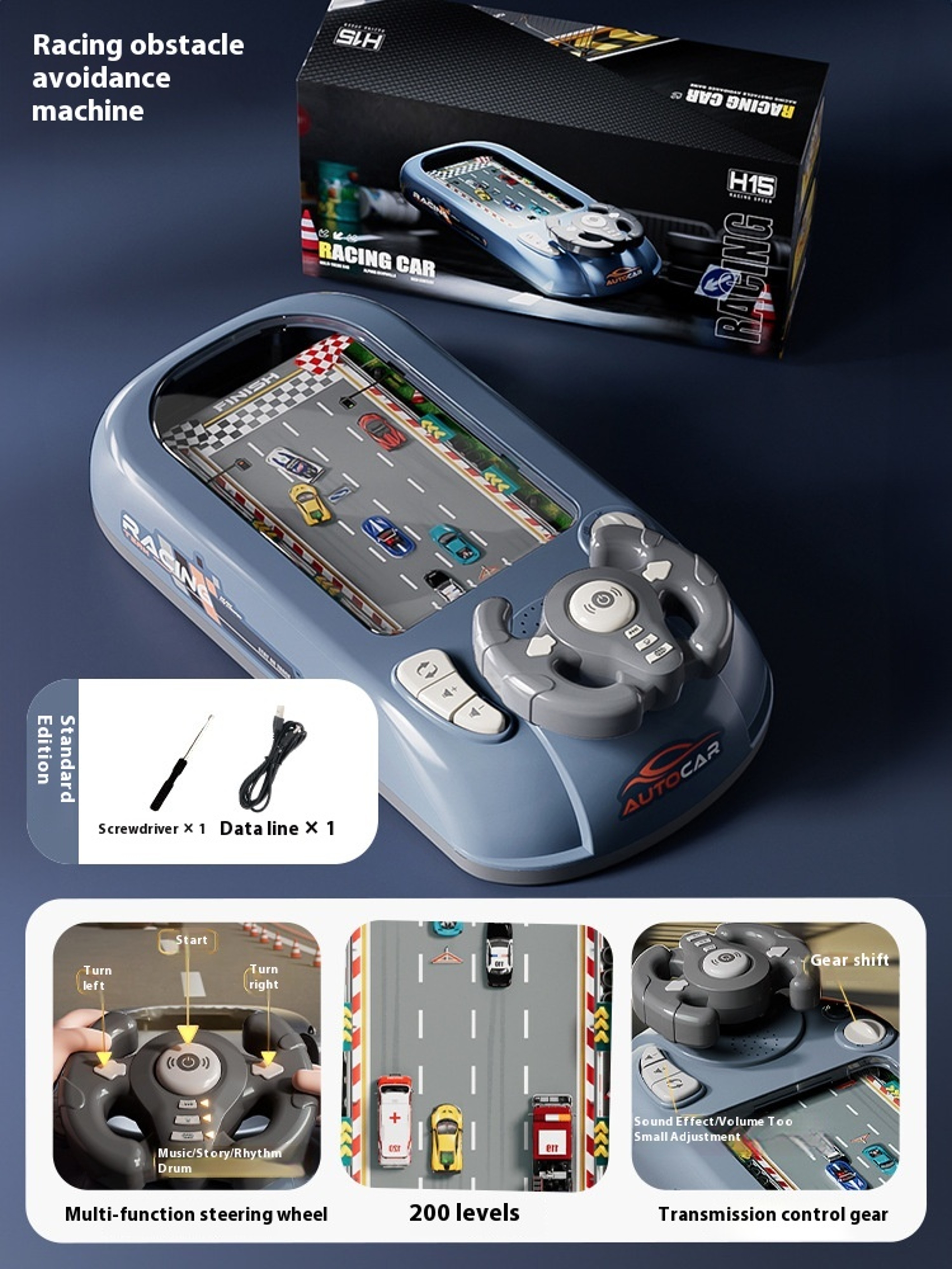 Kids Steering Wheel Toy Electronic Simulation Racing Game With Realistic Sounds  LED Lights Adventu 7