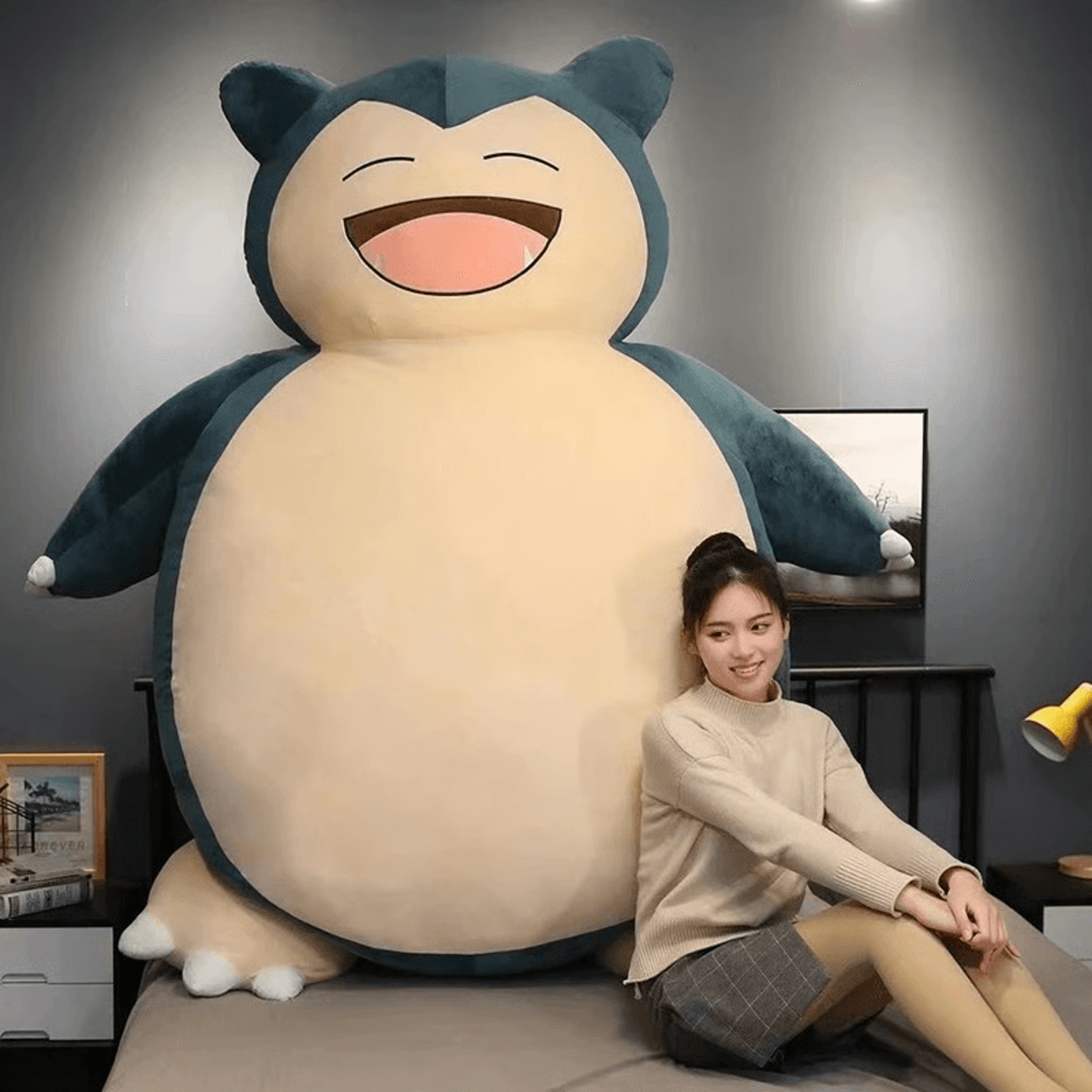 oversized snorlax plush for nap support and relaxation