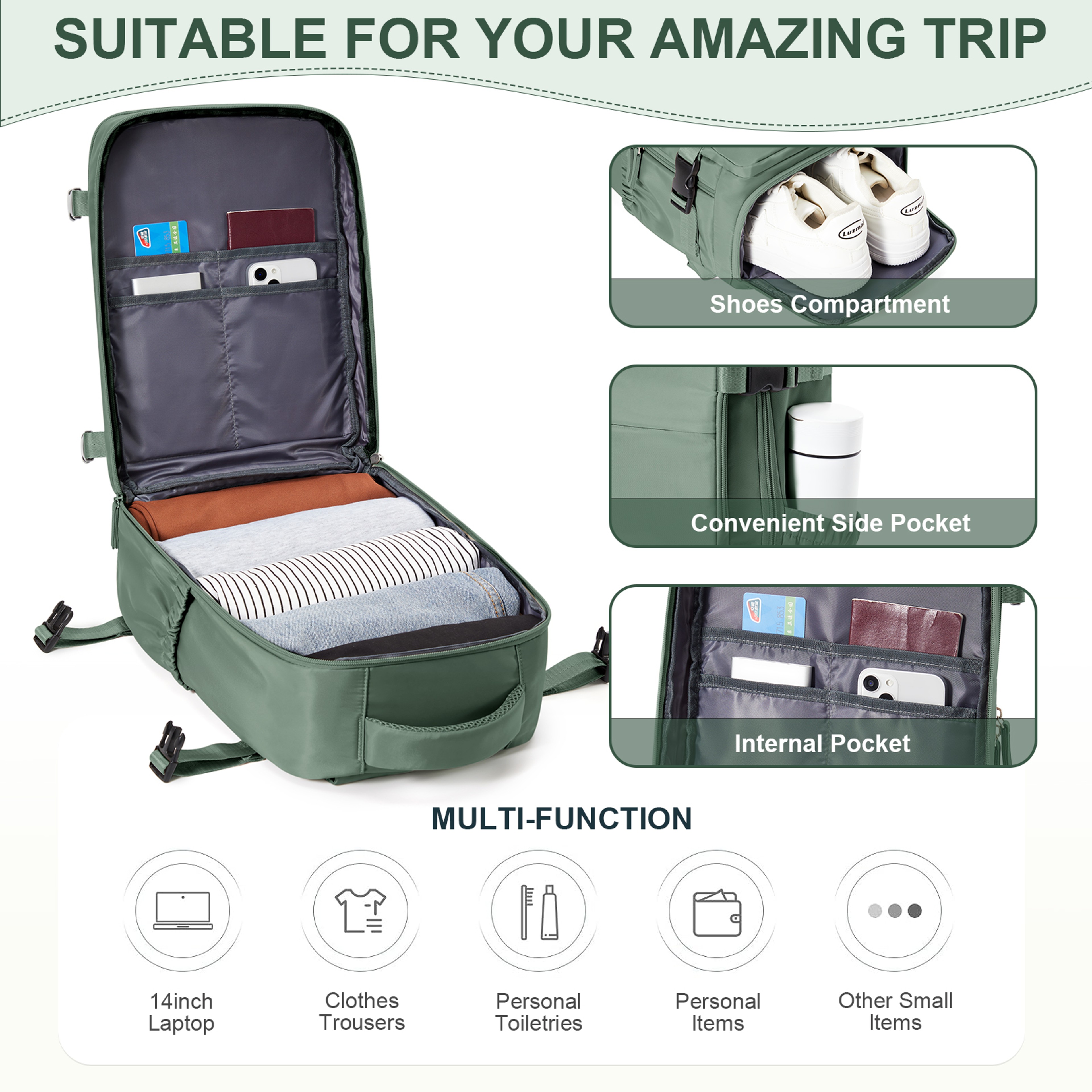 Ultimate Travel Backpack Ryanair Cabin Bag Compliant LaptopFriendly CarryOn for Men  Women  mo