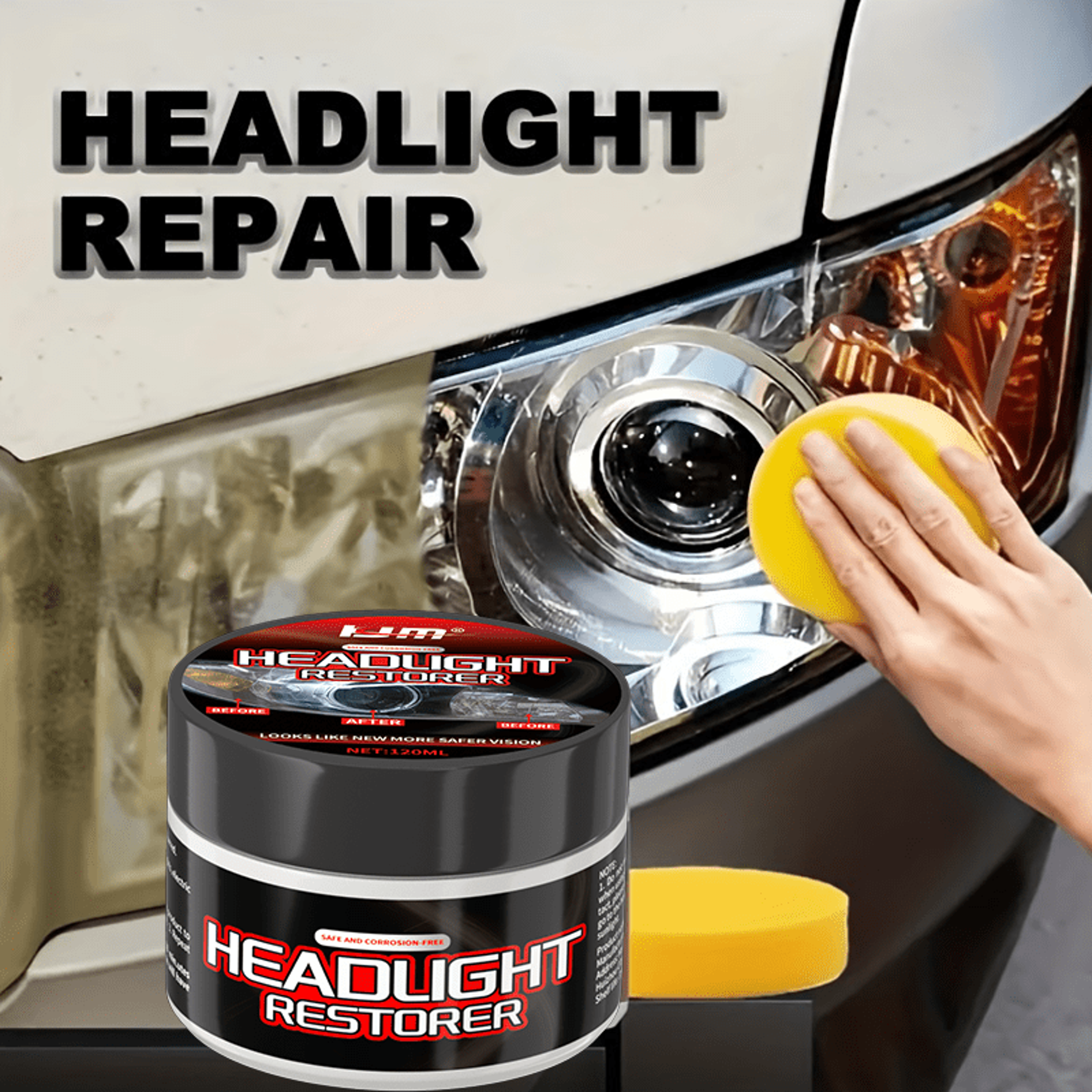 Professional Car Headlight Restoration Kit Remove Yellowing Oxidation  Defogging for CrystalClea