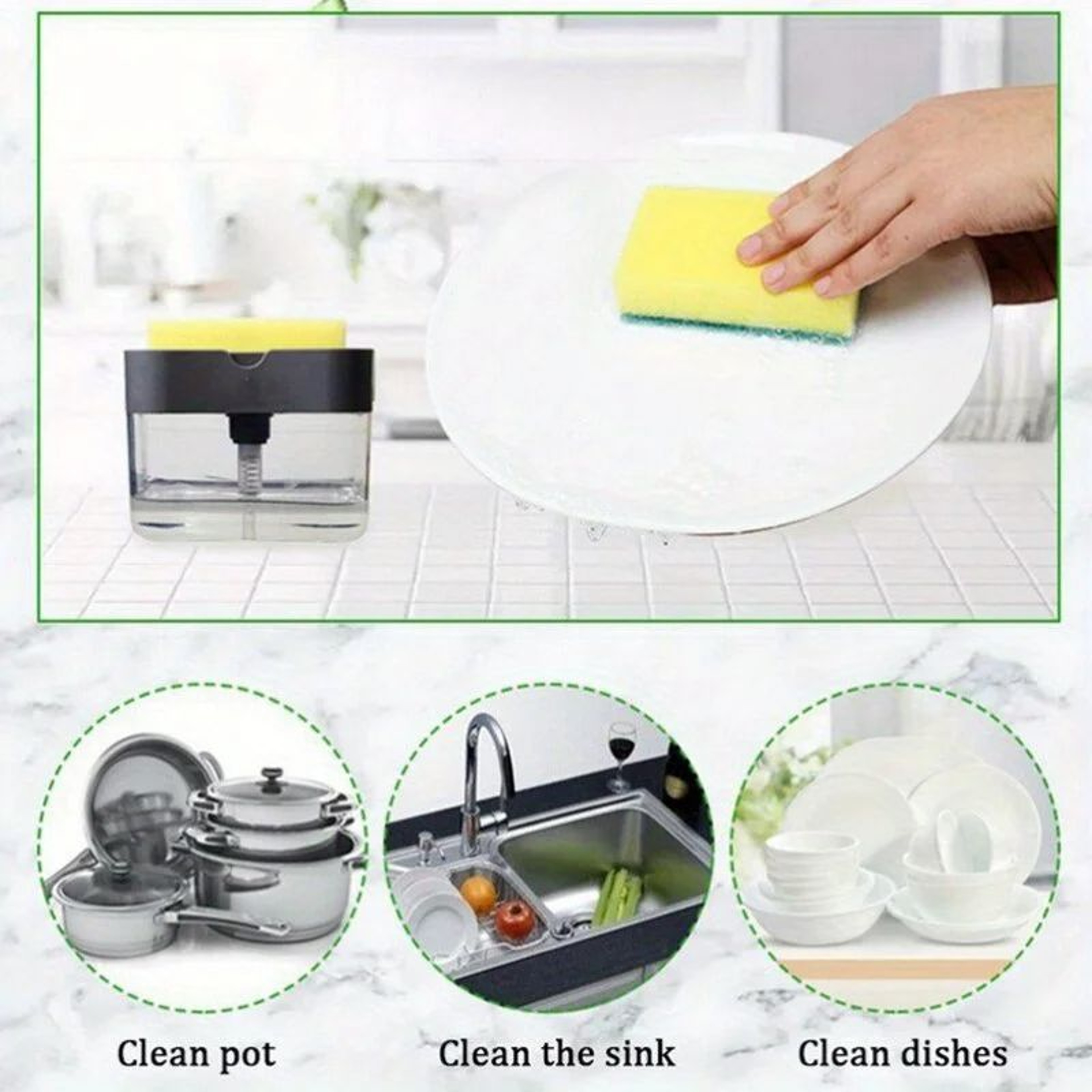 Dish Soap Dispenser For Kitchen With Sponge Holder Liquid Soap Dispenser Kitchen Caddy For Sink Man 4