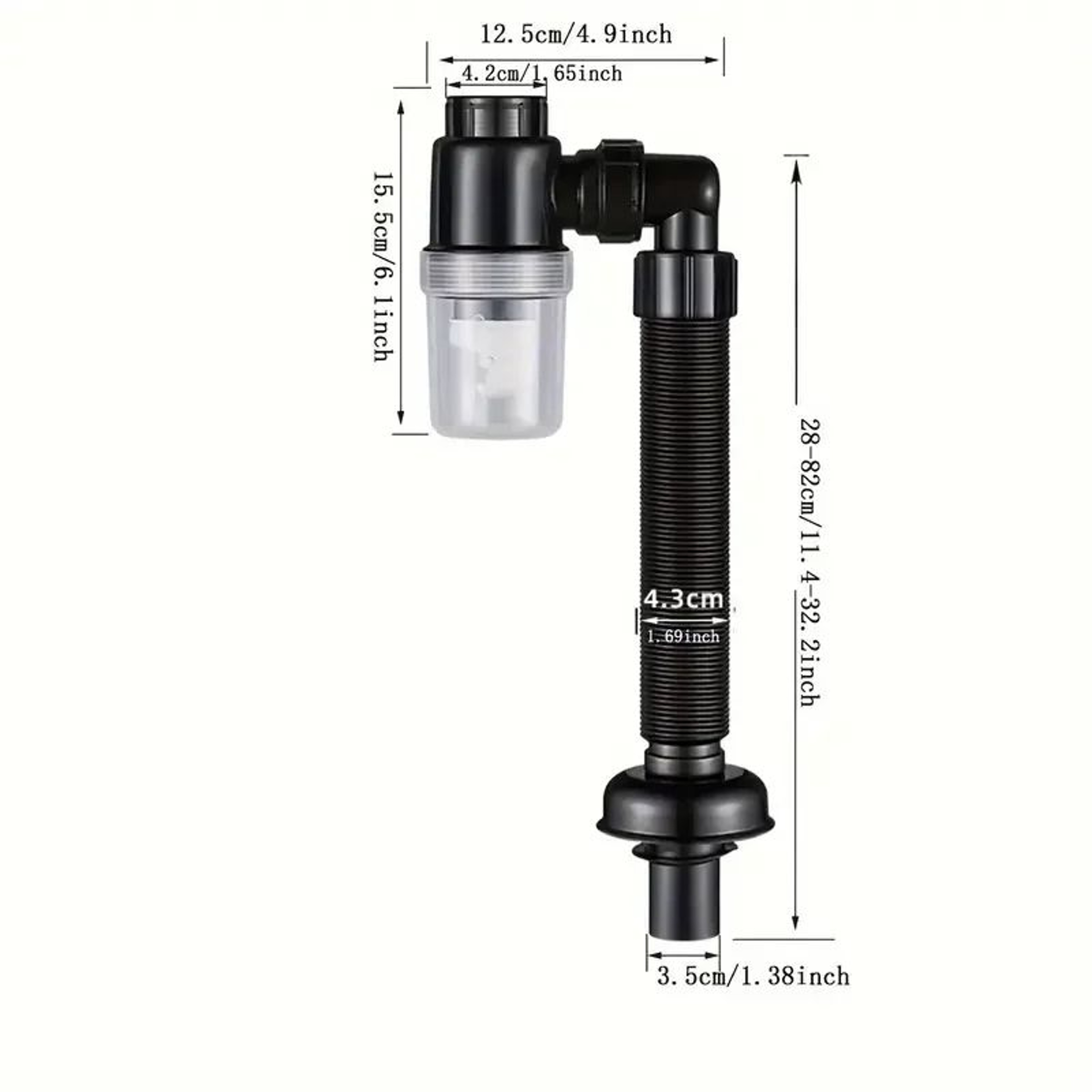 Universal EasyFit PTrap For Kitchen Sink LeakProof Expandable Drain Pipe Set Durable Plastic AntiCl 2
