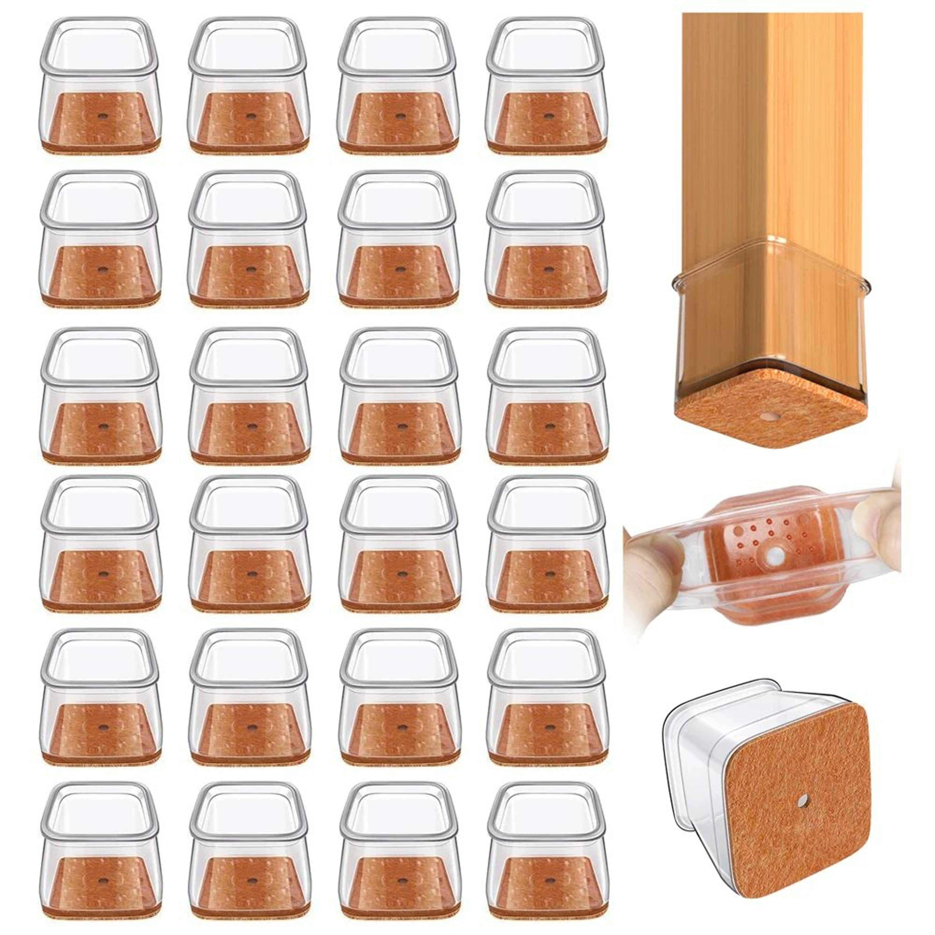 Square Chair Leg Floor Protectors Silicone Furniture Pads For Hardwood Floors Furniture Sliders For
