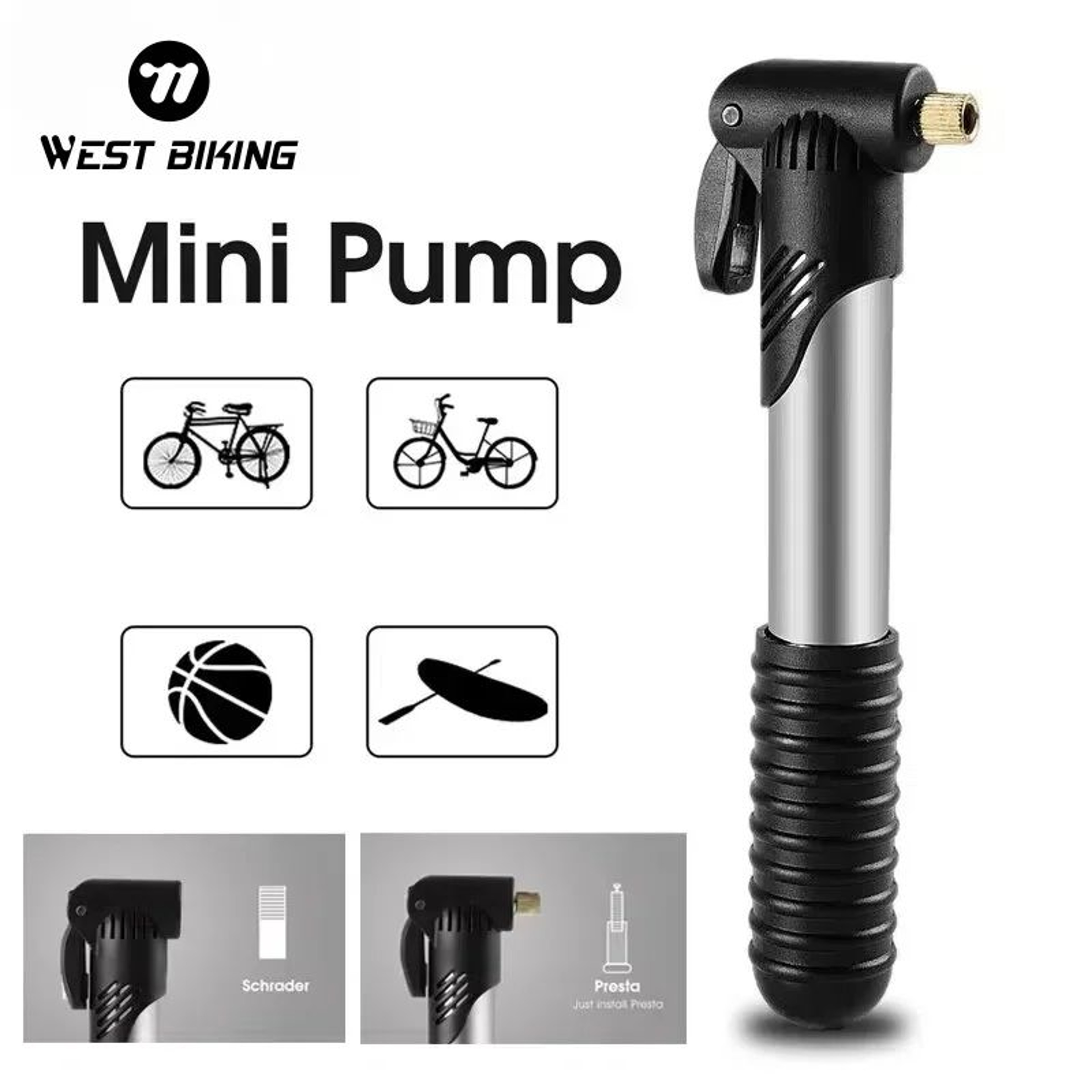 Portable Mini Bicycle Pump Cycling Hand Air Pump  Tire Inflator With SchraderPresta Valve For MTB   0