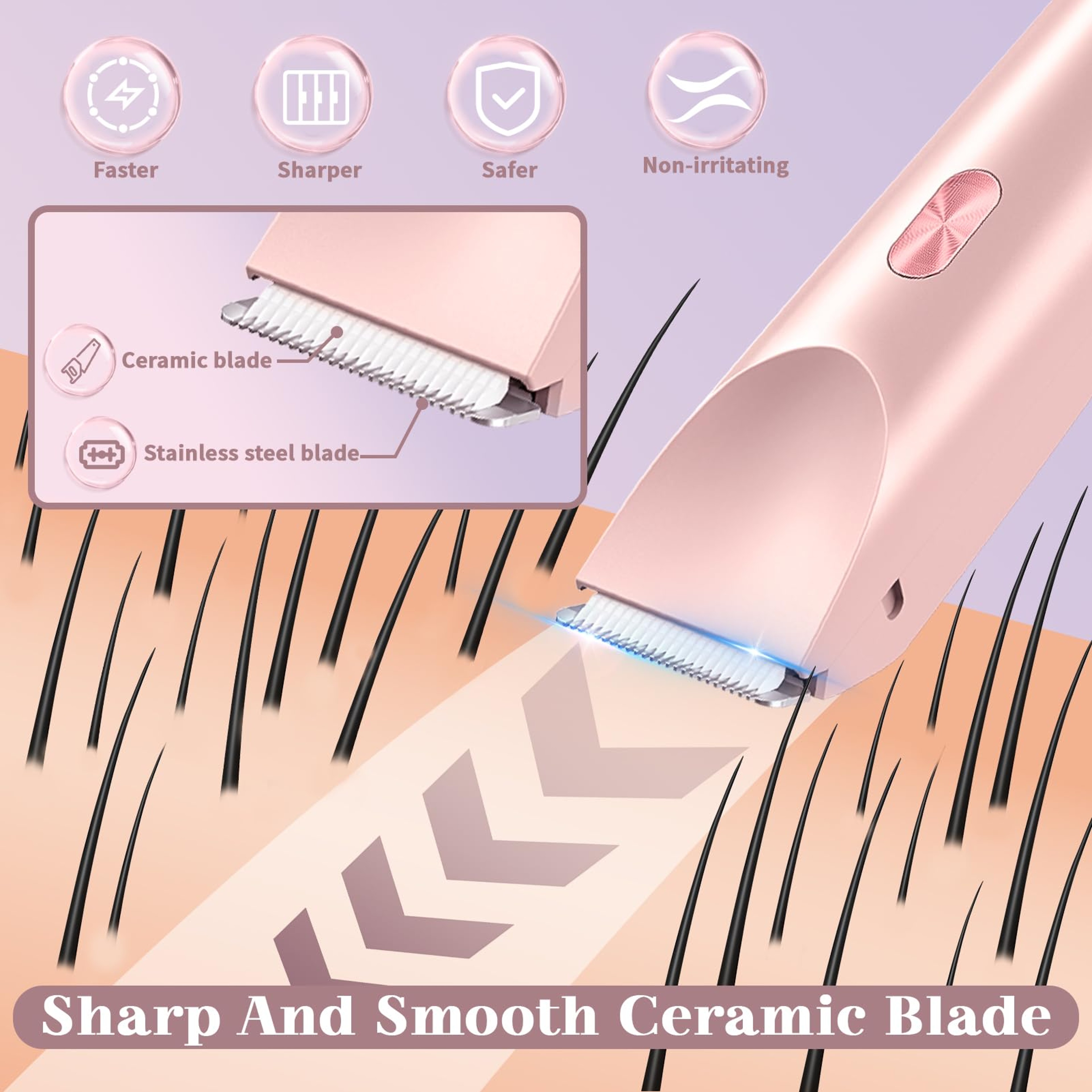 2 in 1 Electric Bikini Trimmer Shaver for Women, Dual Head Wet & Dry Hair Razor Waterproof with Detachable Heads – view 4