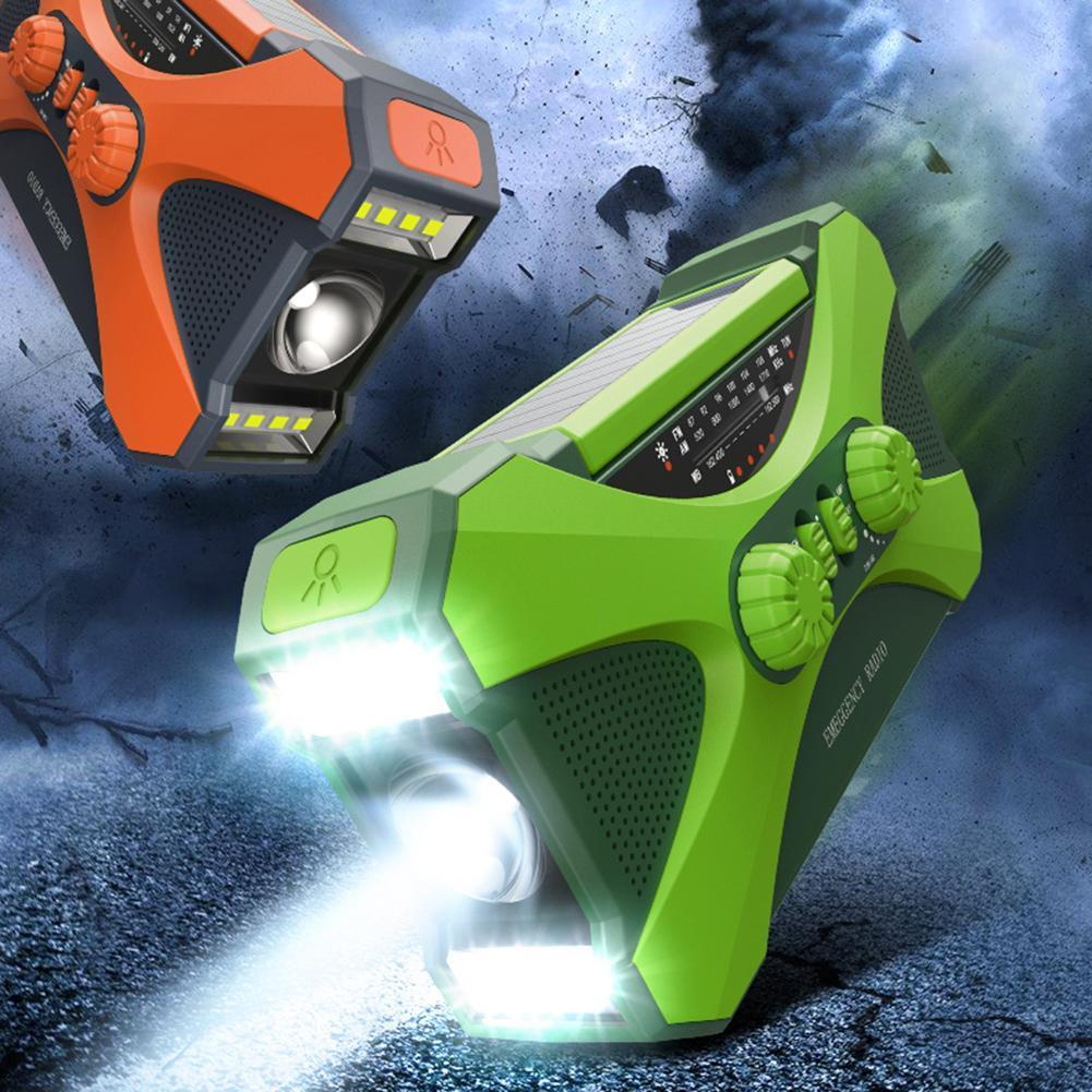 Rechargeable Solar Hand Crank Weather Radio with Dual Speakers, Emergency Crank Radio for Home Use, Outdoor Survival – view 1