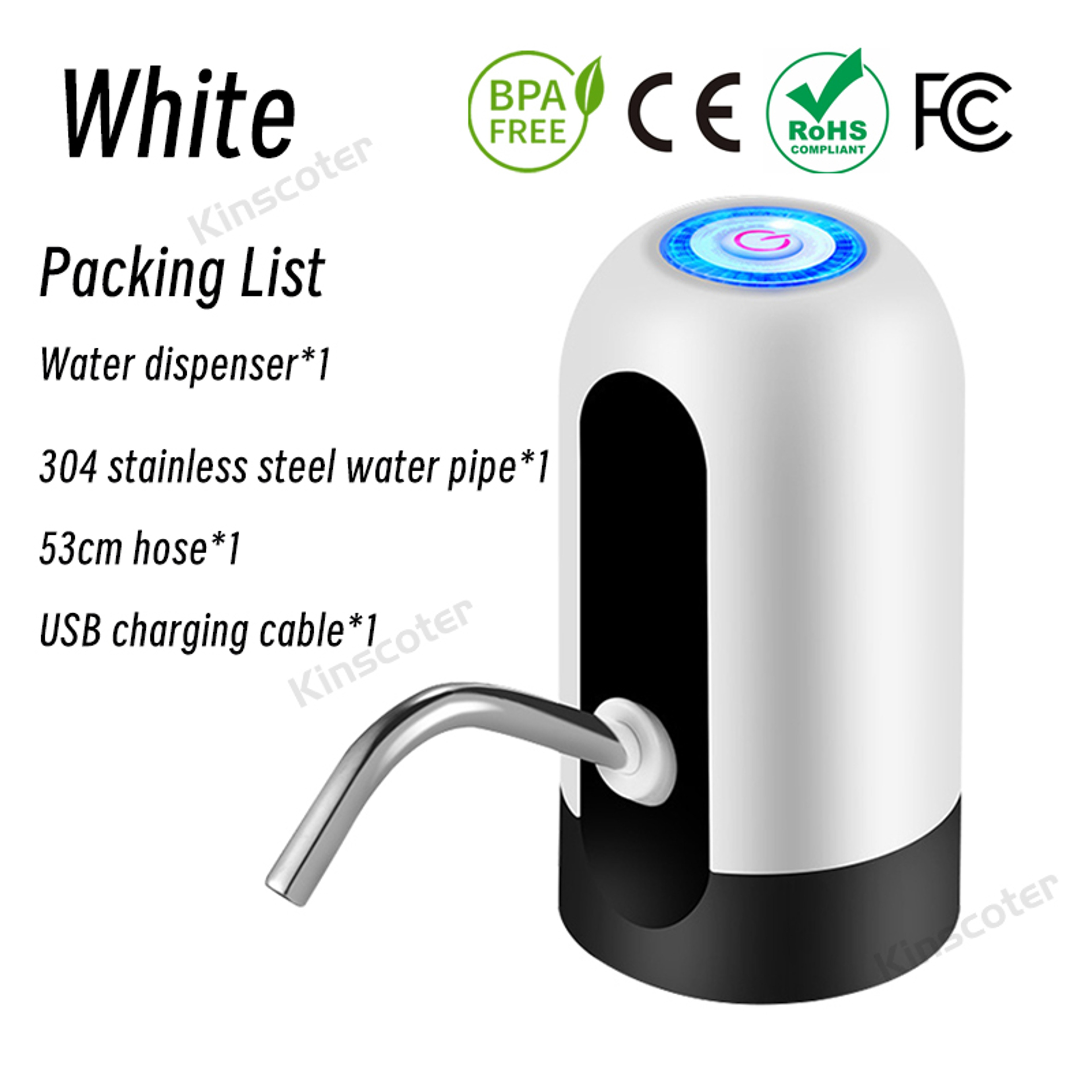 USB Rechargeable Portable Water Dispenser Pump, Mini Automatic Drinking Water Pump for 5 Gallon Bottles with BPA-Free – view 7