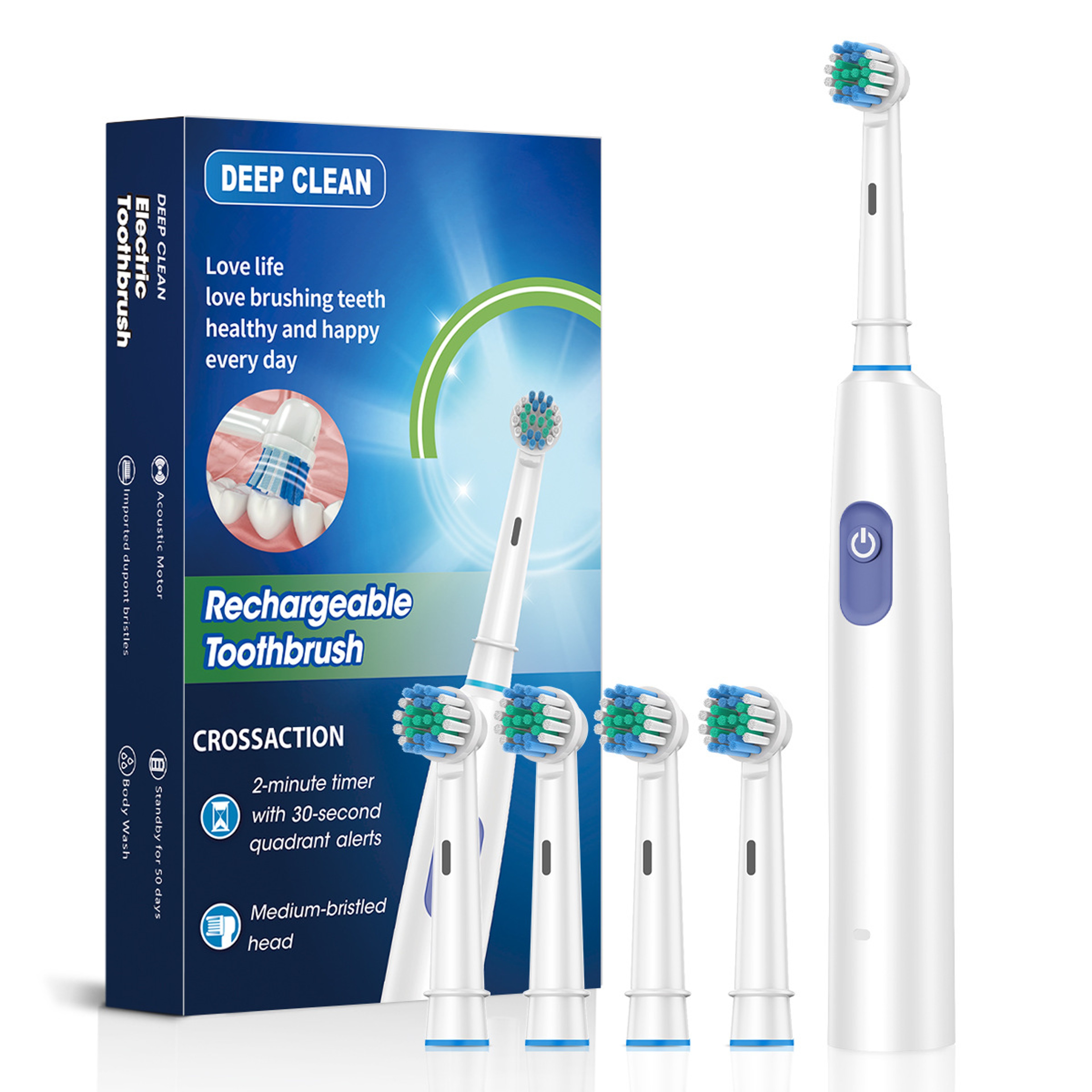 Rechargeable Electric Tooth Brush for Adults, Rotary Cleaning with 8 Brush Heads, 5 Modes, Long-Lasting Battery Power – view 9