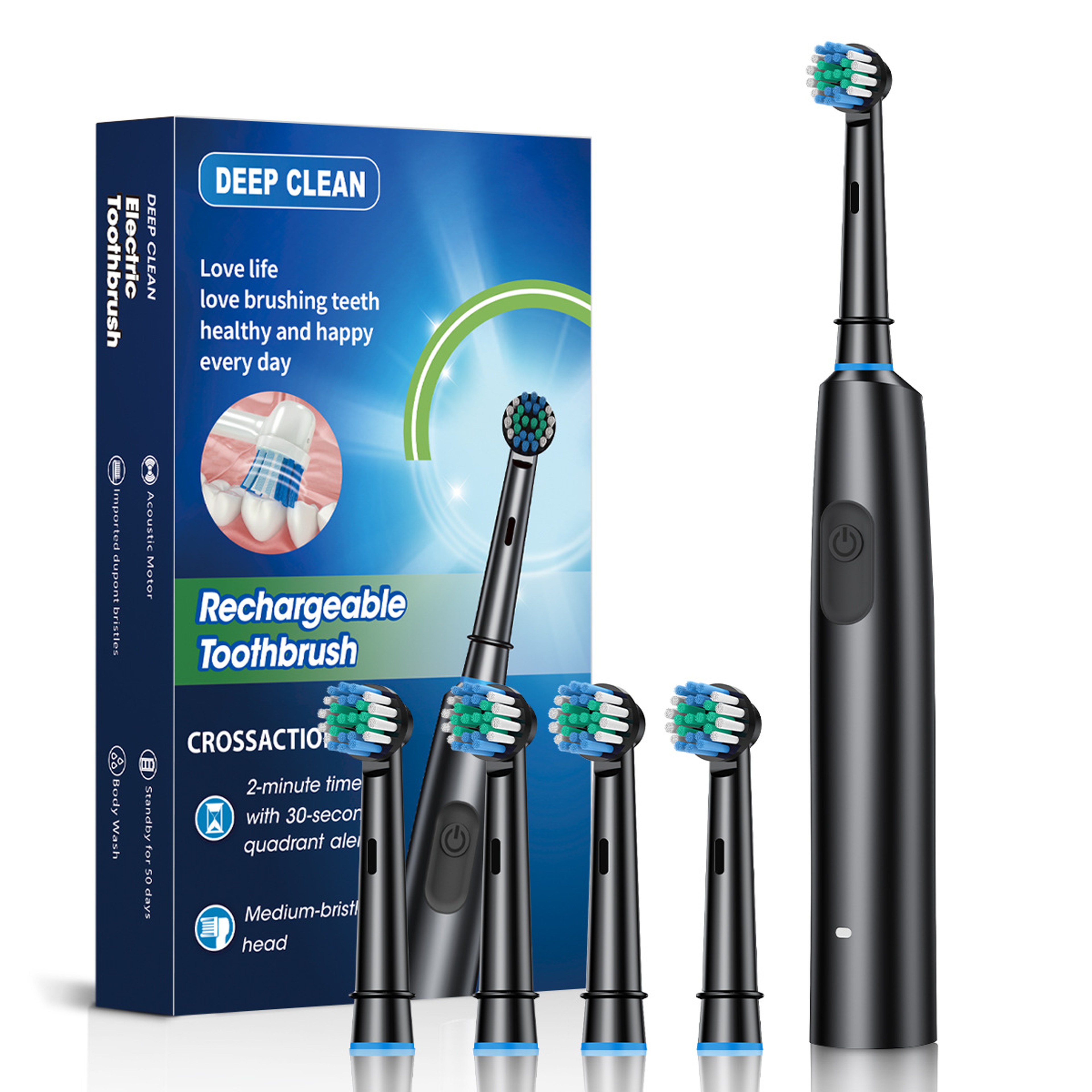 Rechargeable Electric Tooth Brush for Adults, Rotary Cleaning with 8 Brush Heads, 5 Modes, Long-Lasting Battery Power – view 10
