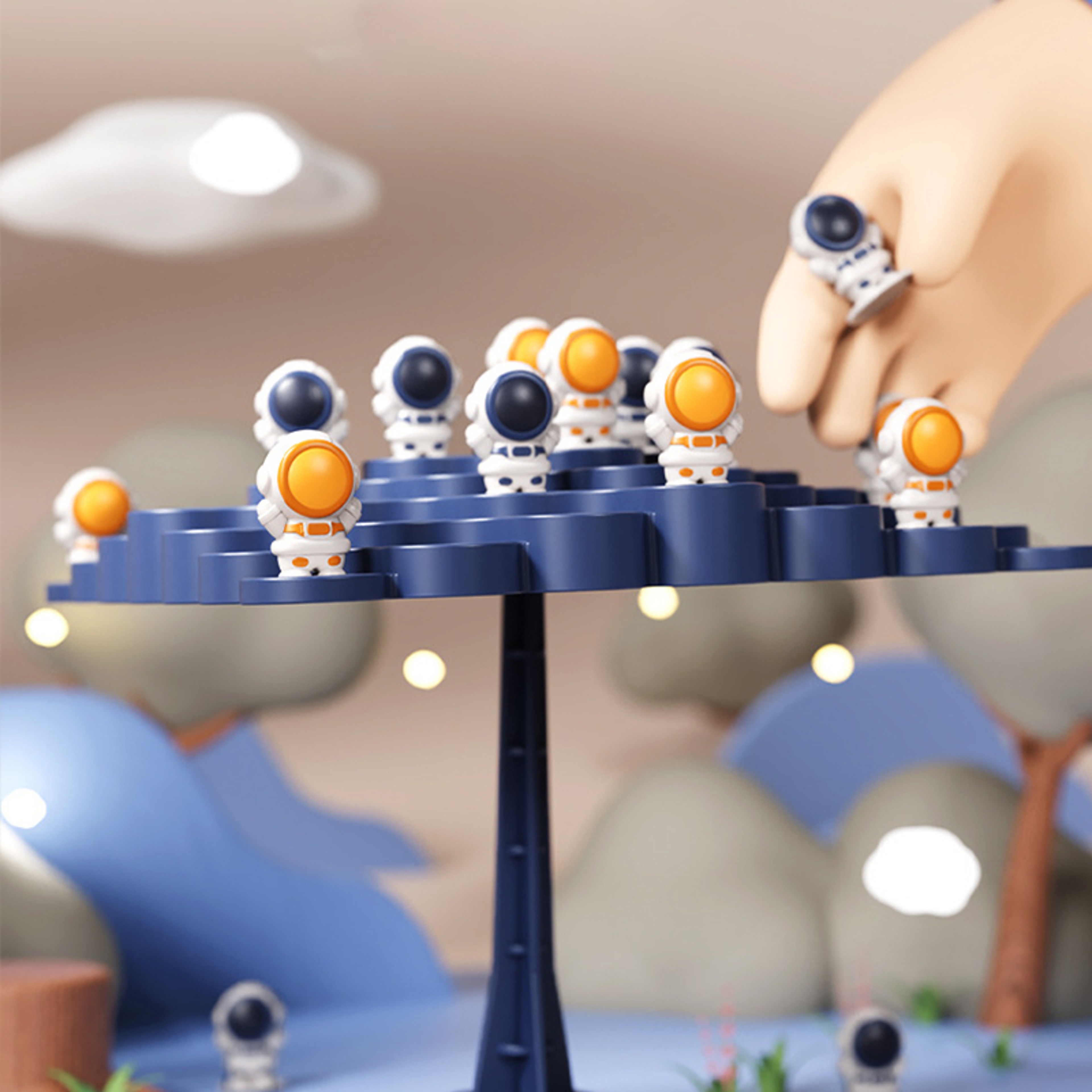 Kids Balance Tree Board Game With Astronaut Frog Stacking Toy 3