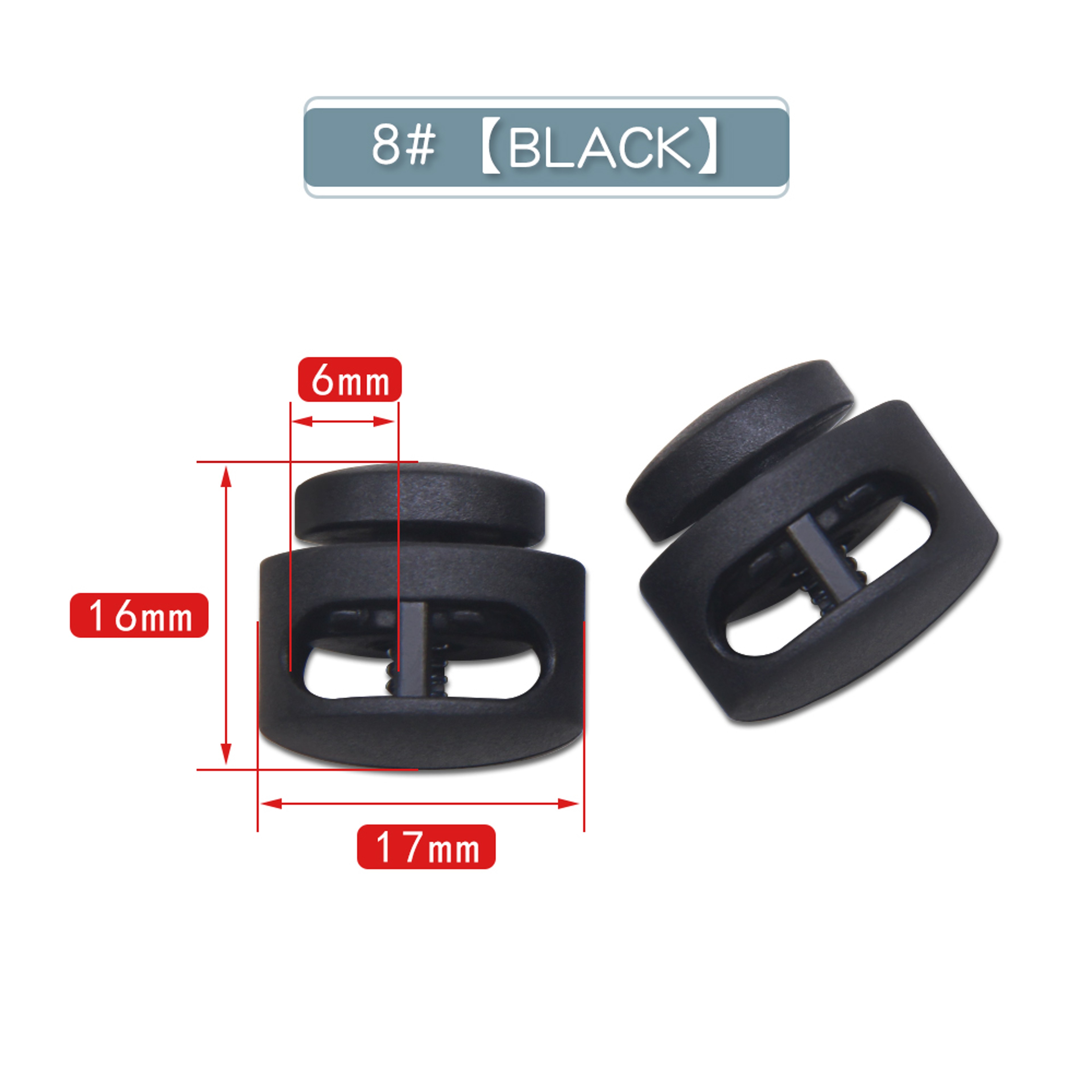 Plastic Cord Locks Stopper Buckles Toggles Ends, Shoelace Drawstring Clips for DIY Bag, Sportswear, Crafts, Black Frost – view 8