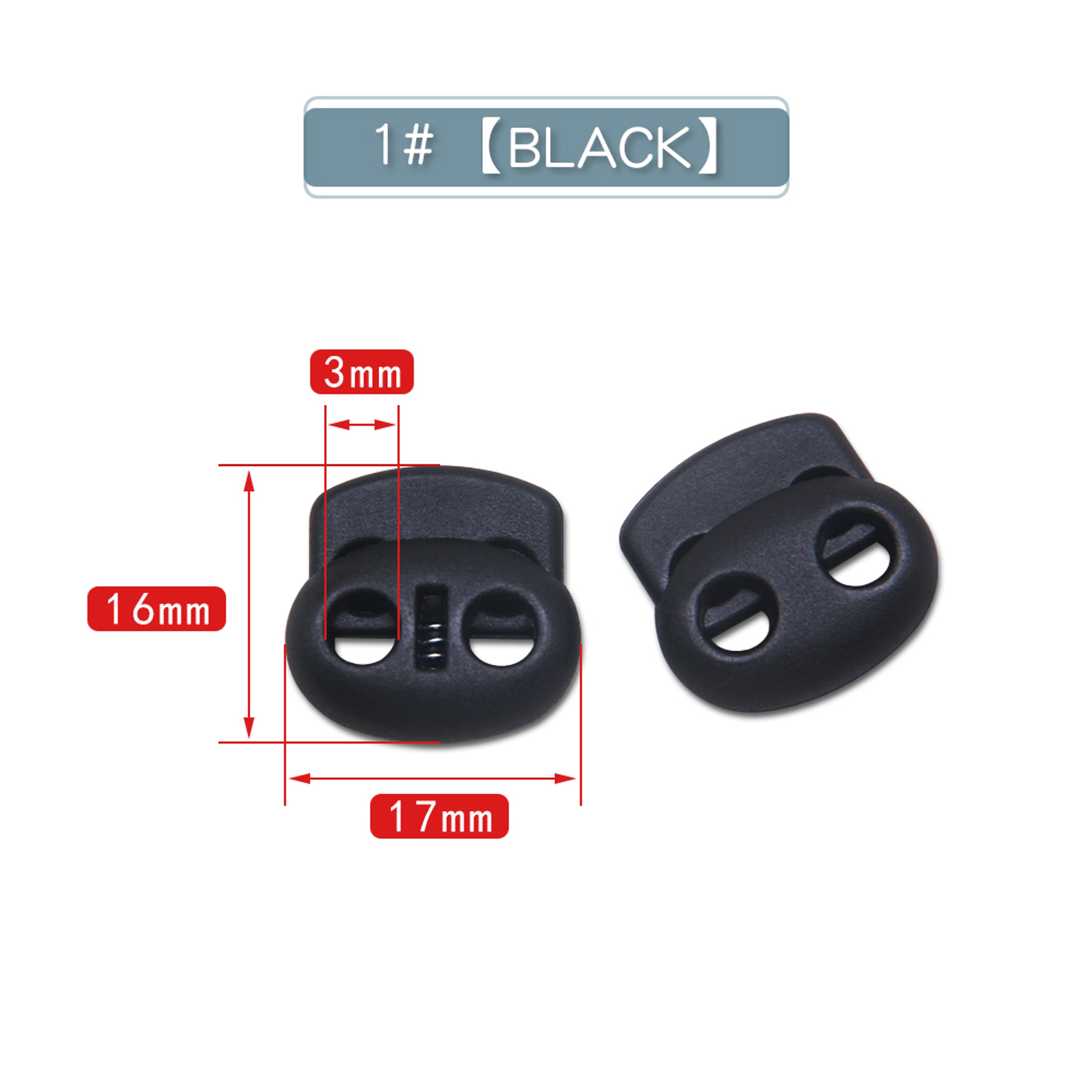 Plastic Cord Locks Stopper Buckles Toggles Ends, Shoelace Drawstring Clips for DIY Bag, Sportswear, Crafts, Black Frost – view 14