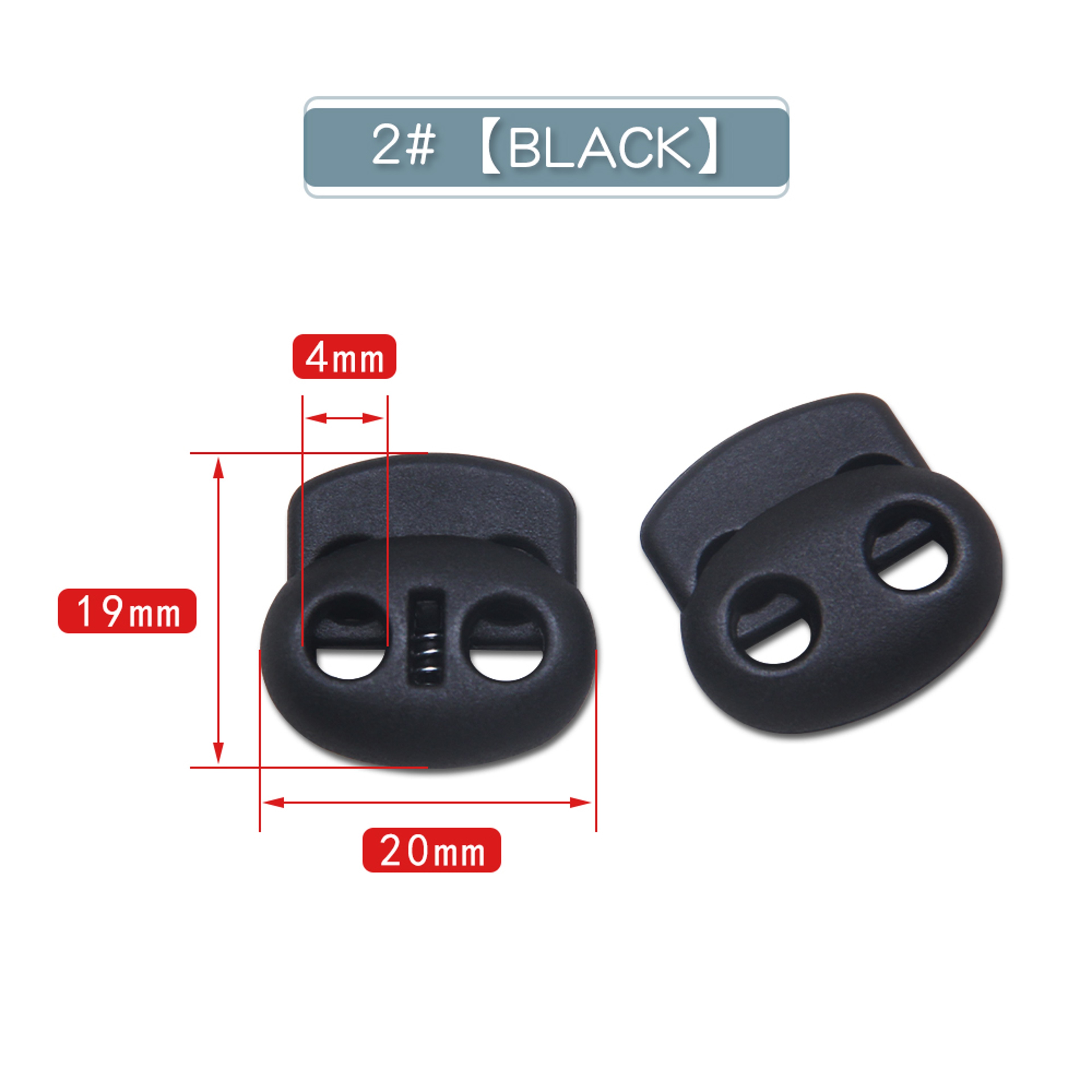 Plastic Cord Locks Stopper Buckles Toggles Ends, Shoelace Drawstring Clips for DIY Bag, Sportswear, Crafts, Black Frost – view 16