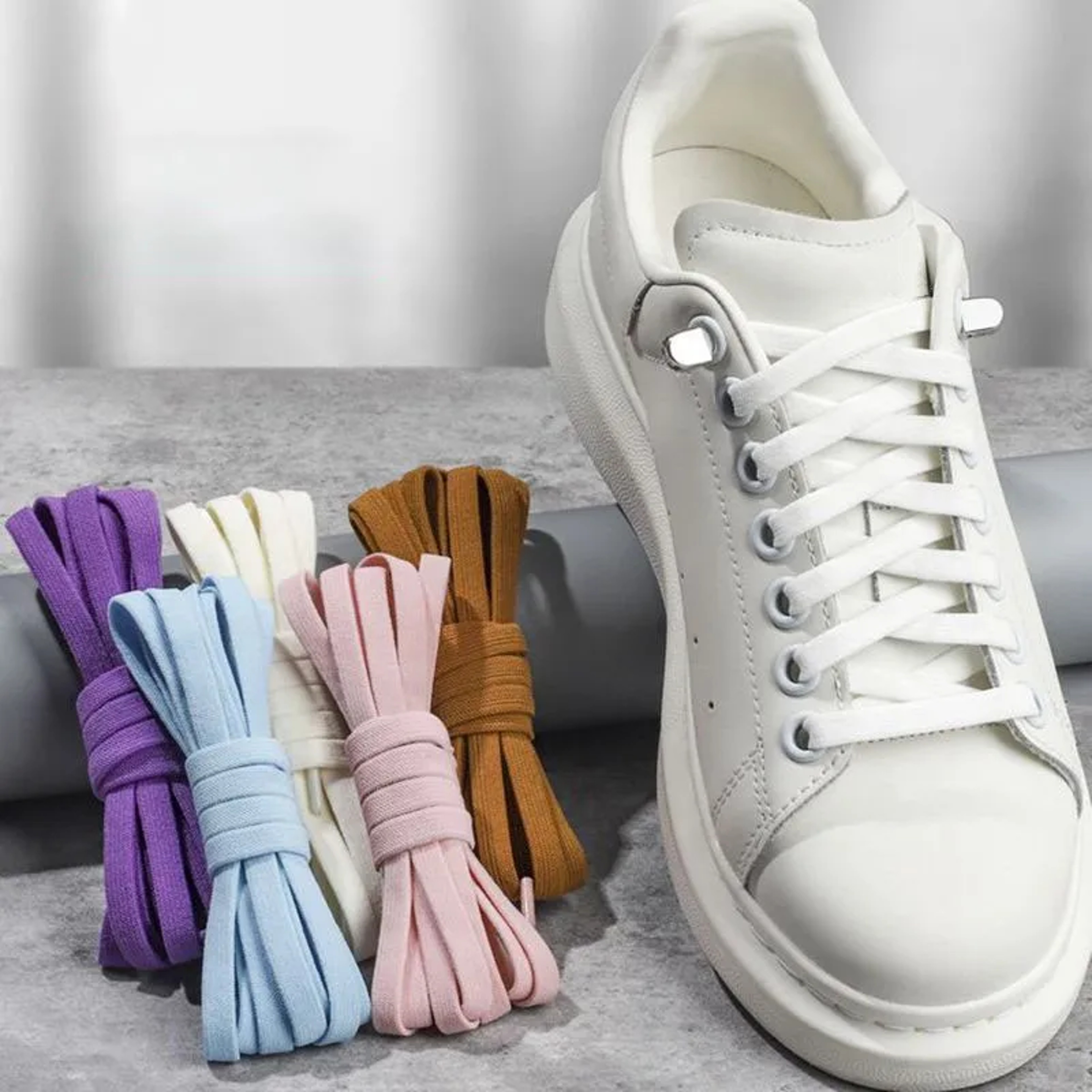 Flat Elastic Shoe Laces No Tie for Sneakers, Quick Shoelace Clips for Kids & Adults, Stretch Lock Laces for Running – view 1