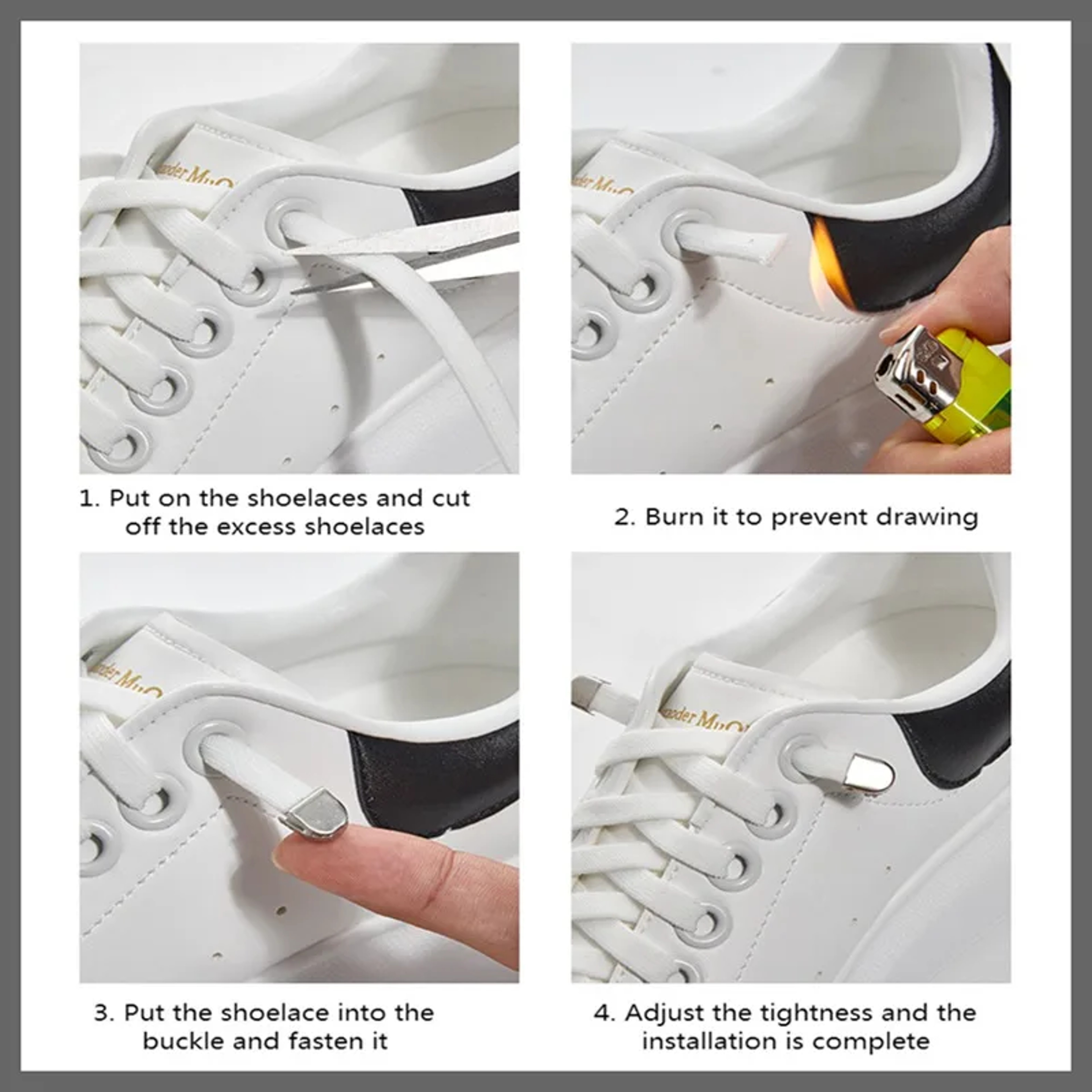 Flat Elastic Shoe Laces No Tie for Sneakers, Quick Shoelace Clips for Kids & Adults, Stretch Lock Laces for Running – view 6
