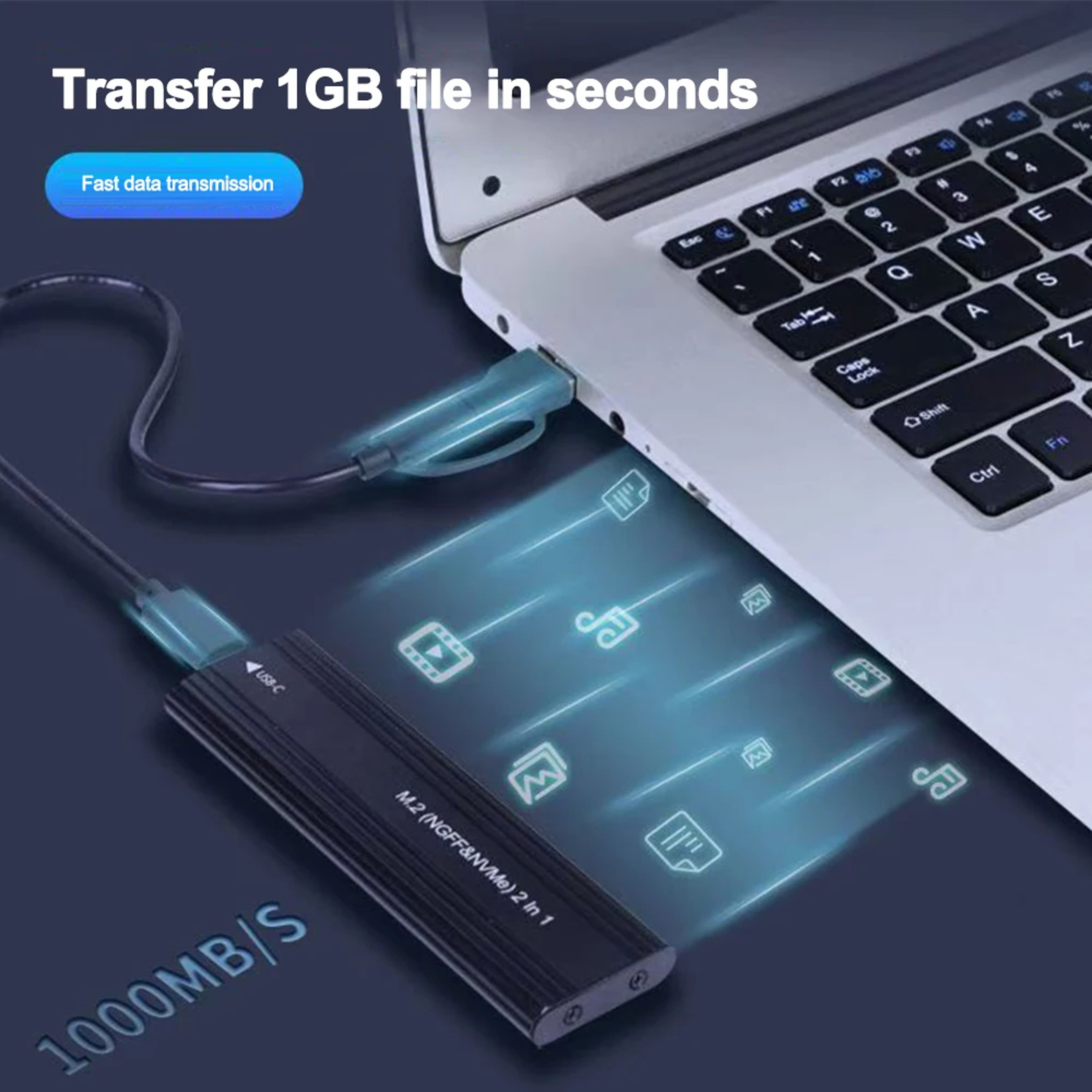 NVME M.2 SSD Enclosure 10Gbps Aluminum Case for Solid State Drive External Adapter – view 2