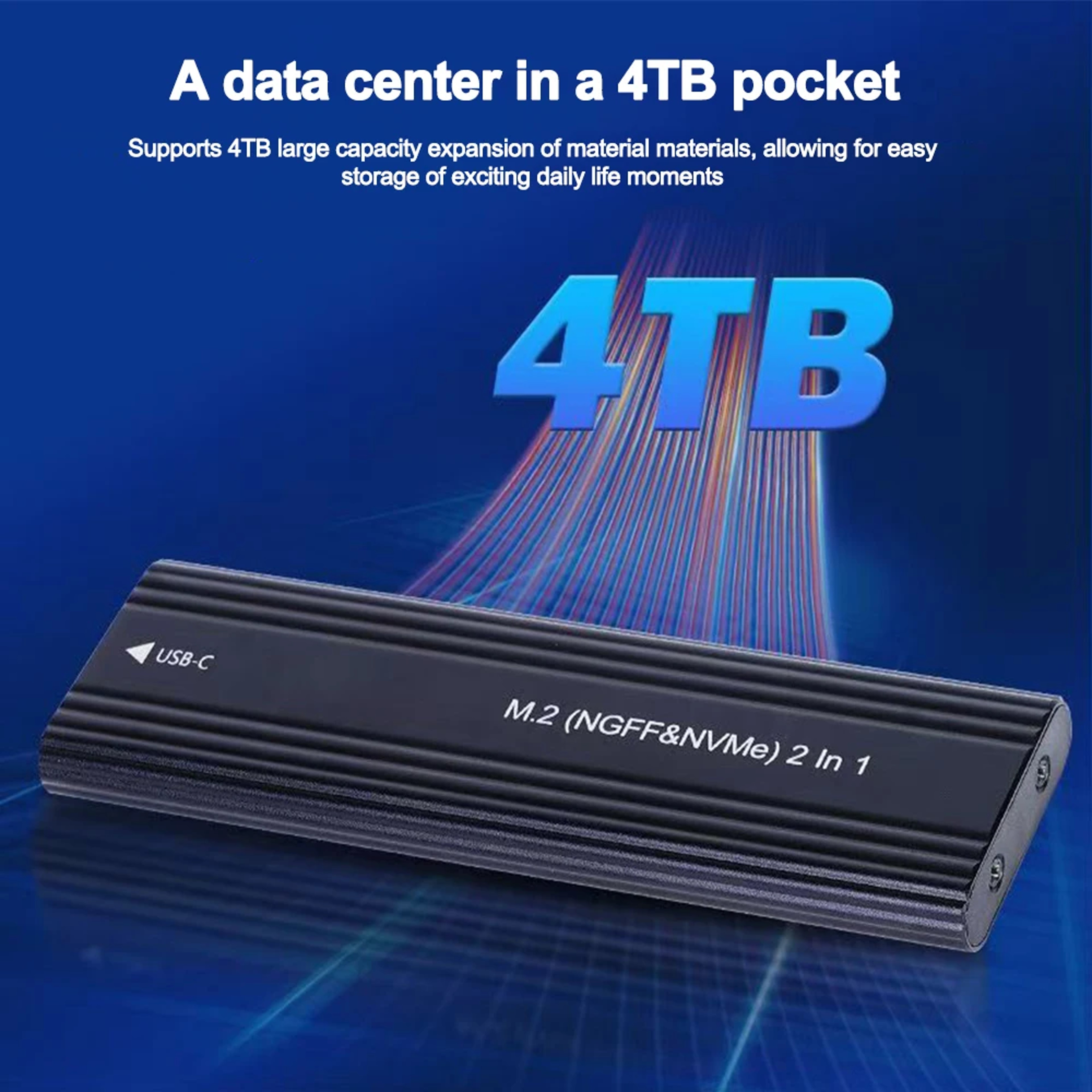 NVME M.2 SSD Enclosure 10Gbps Aluminum Case for Solid State Drive External Adapter – view 4